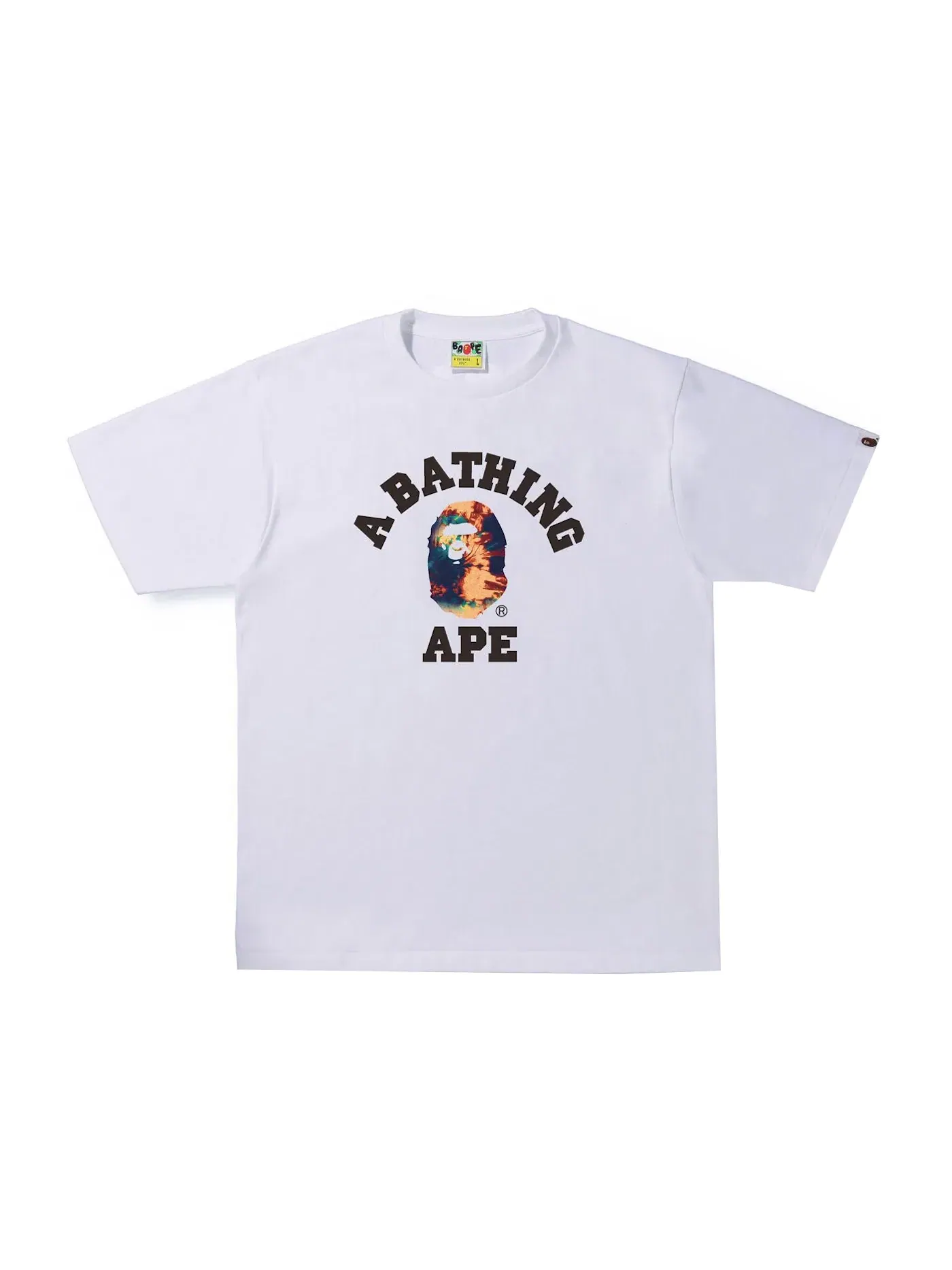 Мужская футболка с принтом BAPE Tie Dye College Tee BAPE — изображение 1 из 1, белый/темно-синий