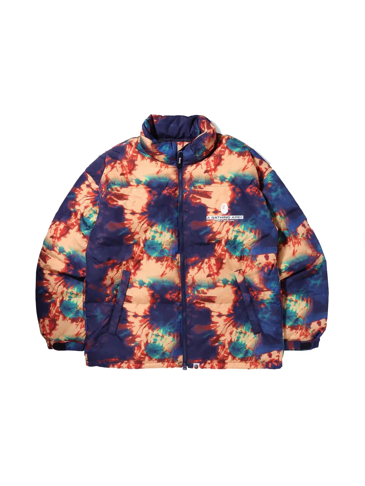 Мужская куртка с принтом BAPE Tie Dye Loose Fit Down Jacket Navy — изображение 1 из 2, темно-синий