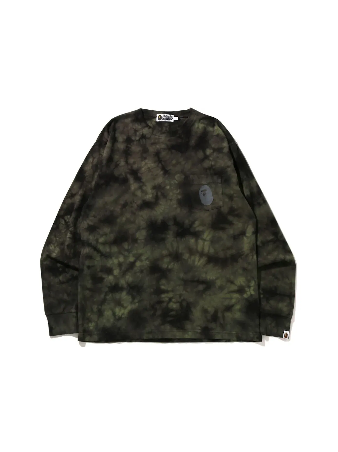 Мужская футболка свободного кроя Tie Dye One Point Pocket Relaxed Fit L/S Tee BAPE — изображение 2 из 2, черный