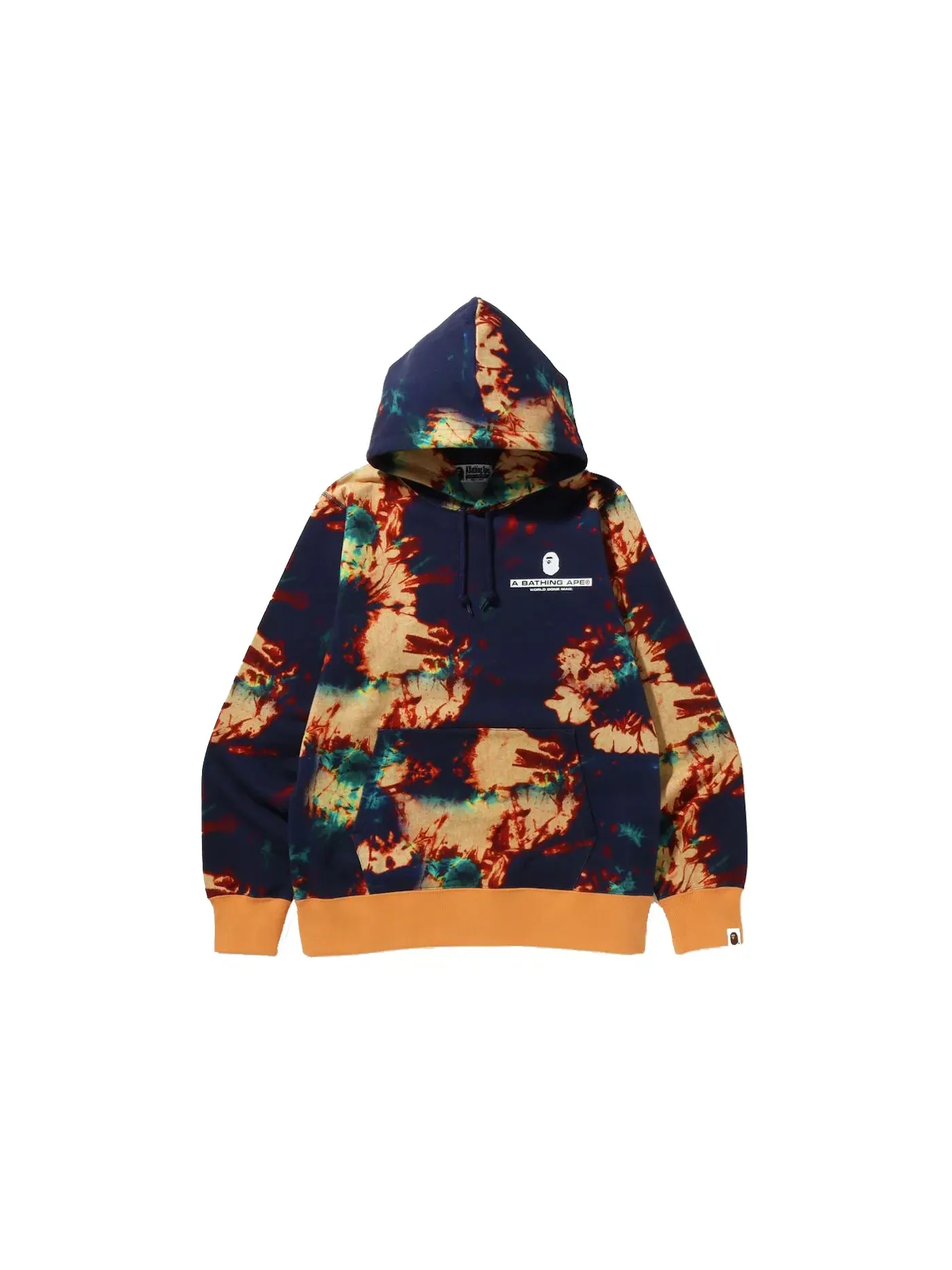 Мужской пуловер с капюшоном с принтом Tie Dye BAPE — изображение 1 из 2, темно-синий