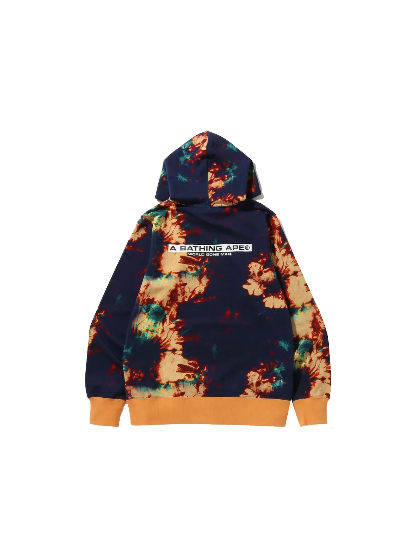 Мужской пуловер с капюшоном с принтом Tie Dye BAPE — изображение 2 из 2, темно-синий