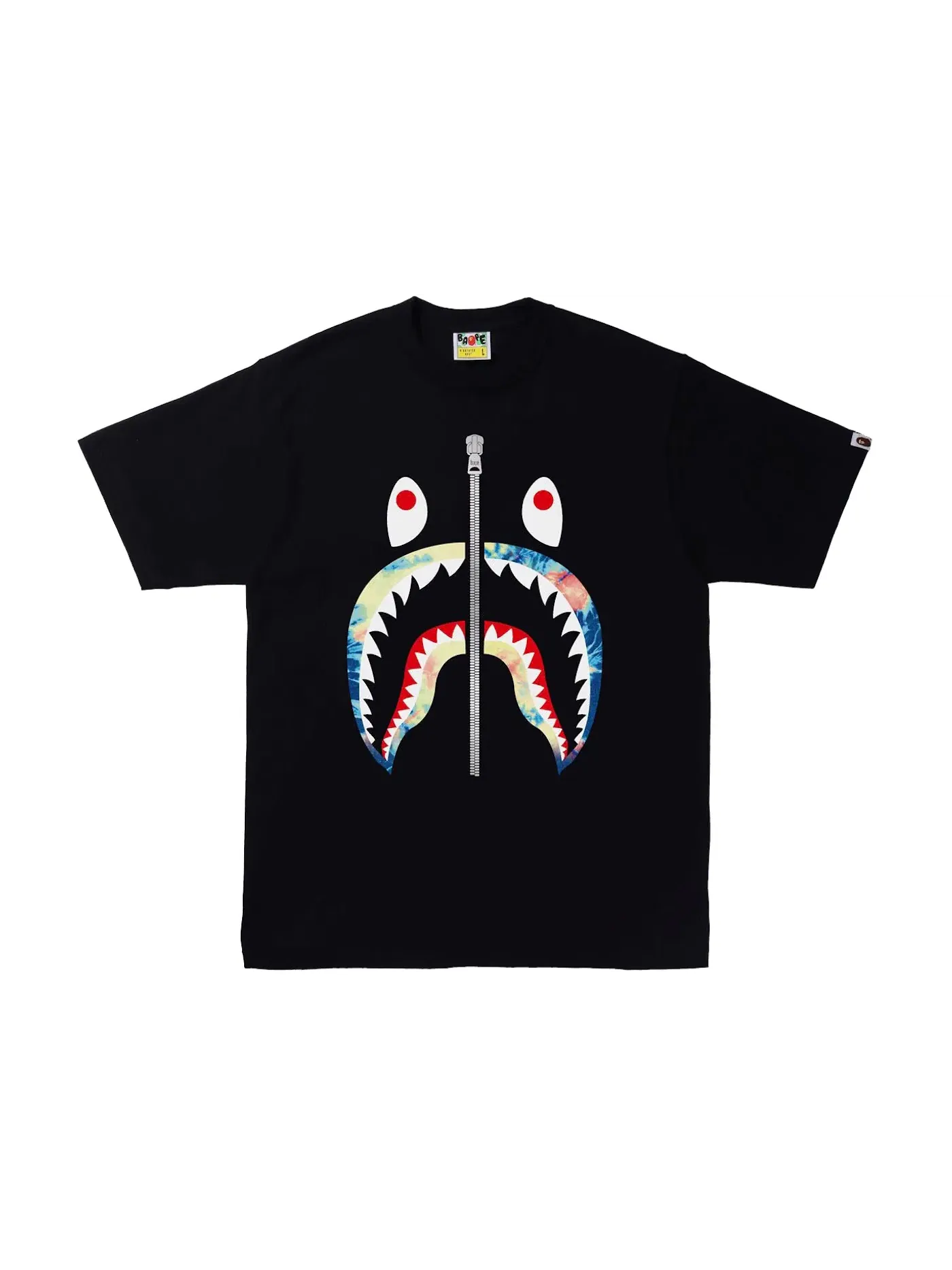 Мужская футболка с принтом Tie Dye Shark BAPE — изображение 1 из 1, черный/мульти