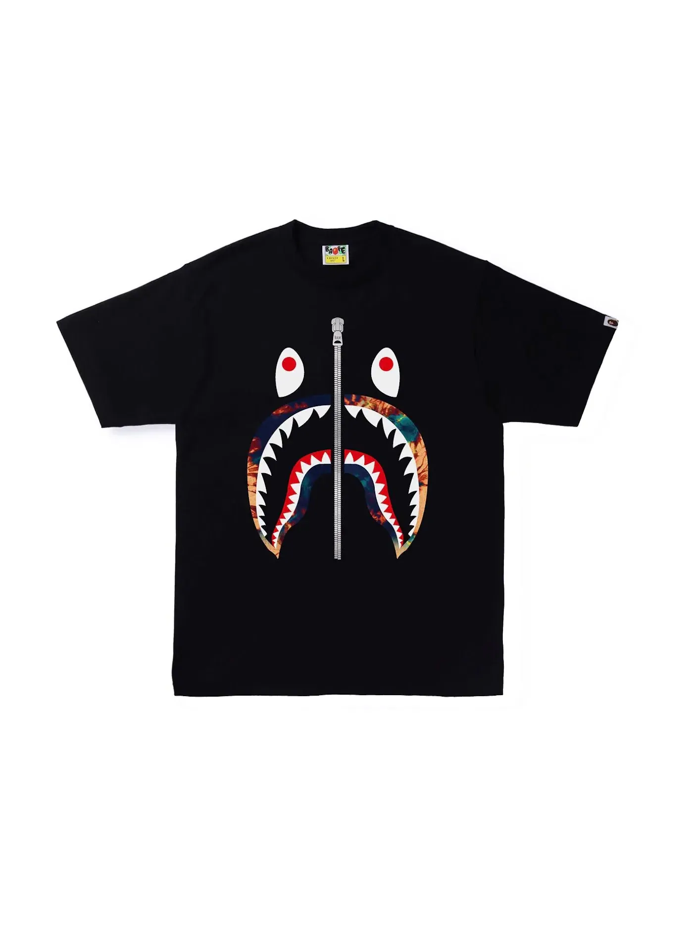 Мужская футболка с принтом BAPE Tie Dye Shark Tee BAPE — изображение 1 из 1, черный/темно-синий