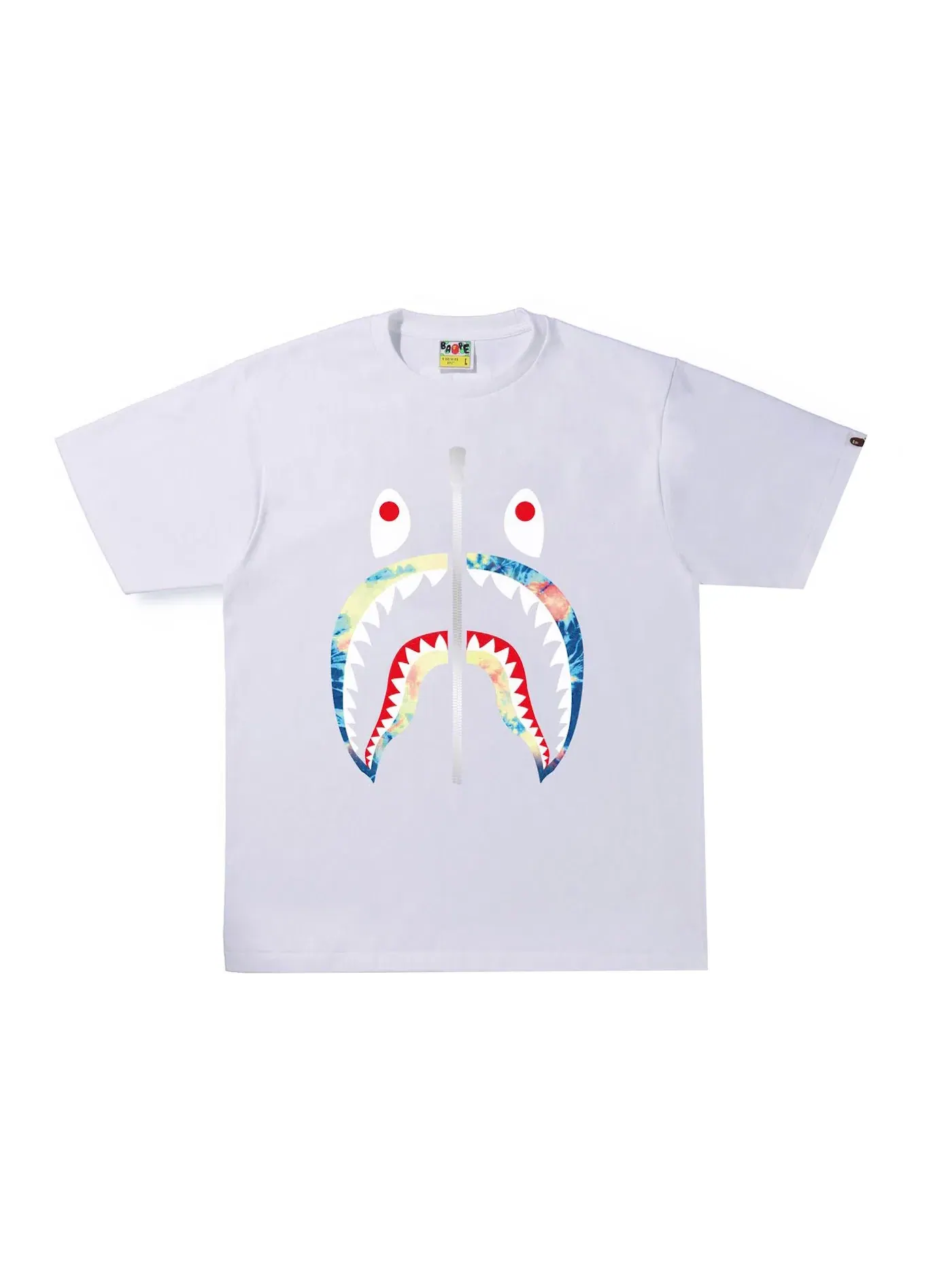 Мужская футболка с принтом BAPE Tie Dye Shark Tee — изображение 1 из 1, белый/мульти