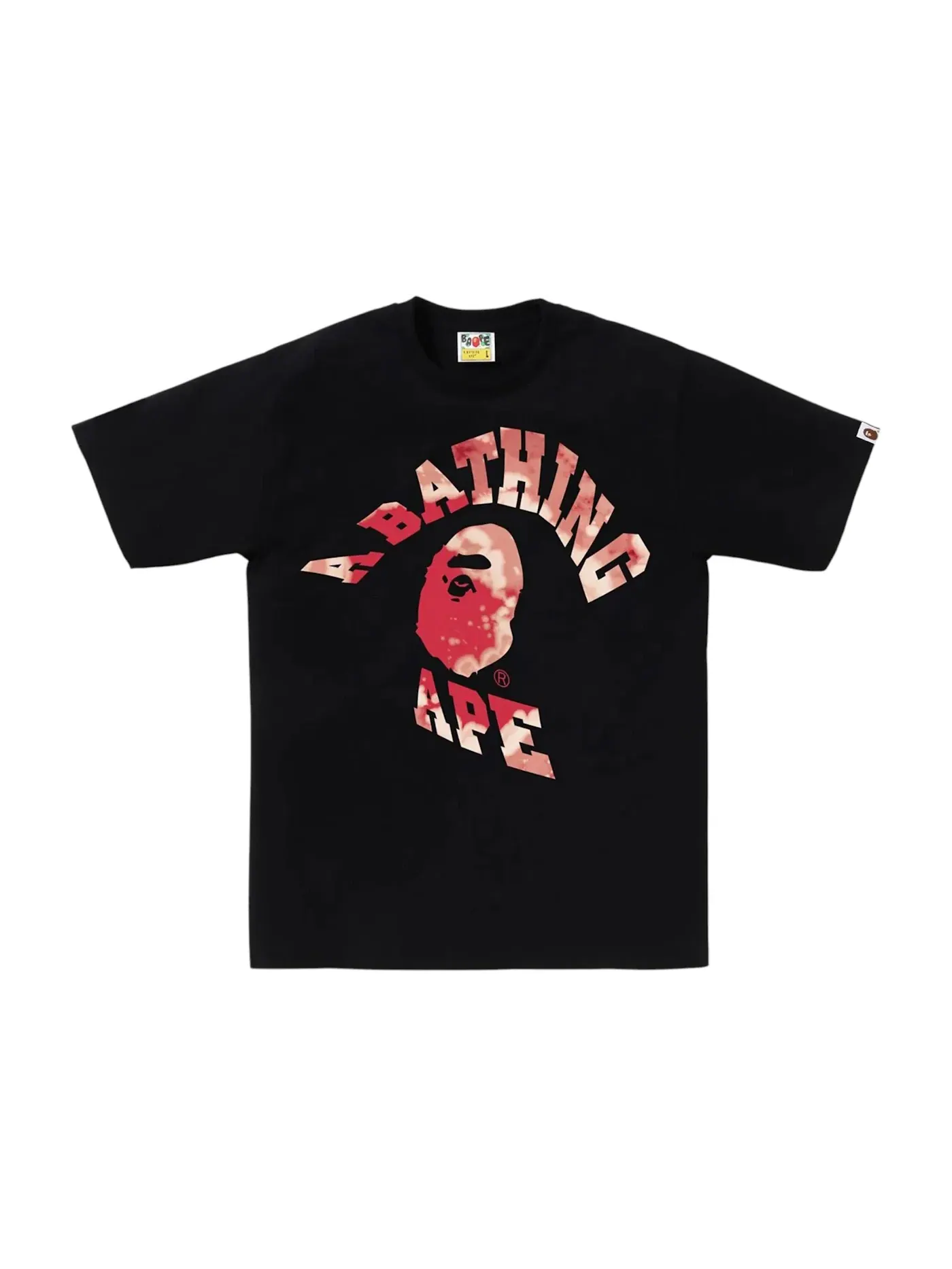 Мужская футболка с принтом BAPE Tie Dye Twist College T-Shirt BAPE — изображение 1 из 1, черный