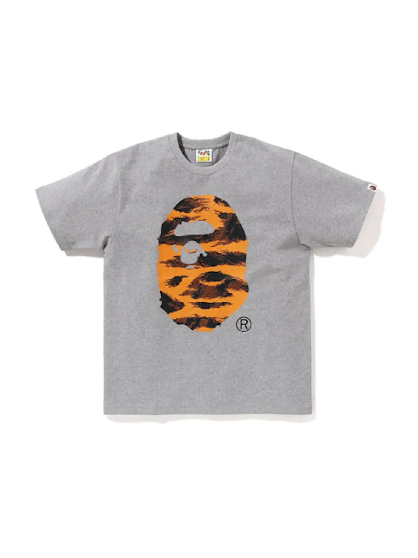 Мужская футболка с принтом BAPE Tiger Camo Ape Head Tee BAPE — изображение 1 из 2, серый
