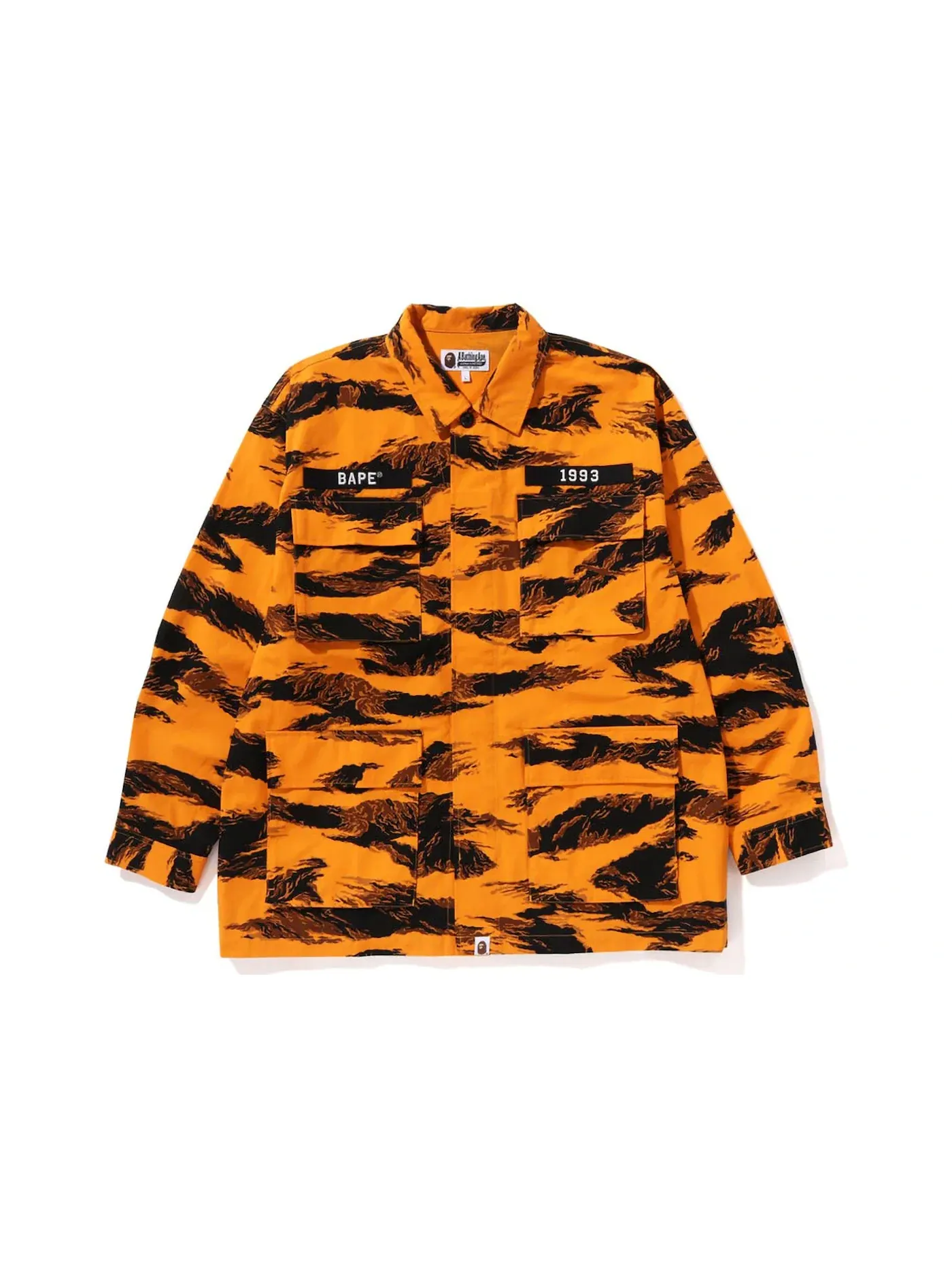 Мужская футболка с принтом BAPE Tiger Camo Relaxed Fit Military Shirt — изображение 1 из 2, оранжевый