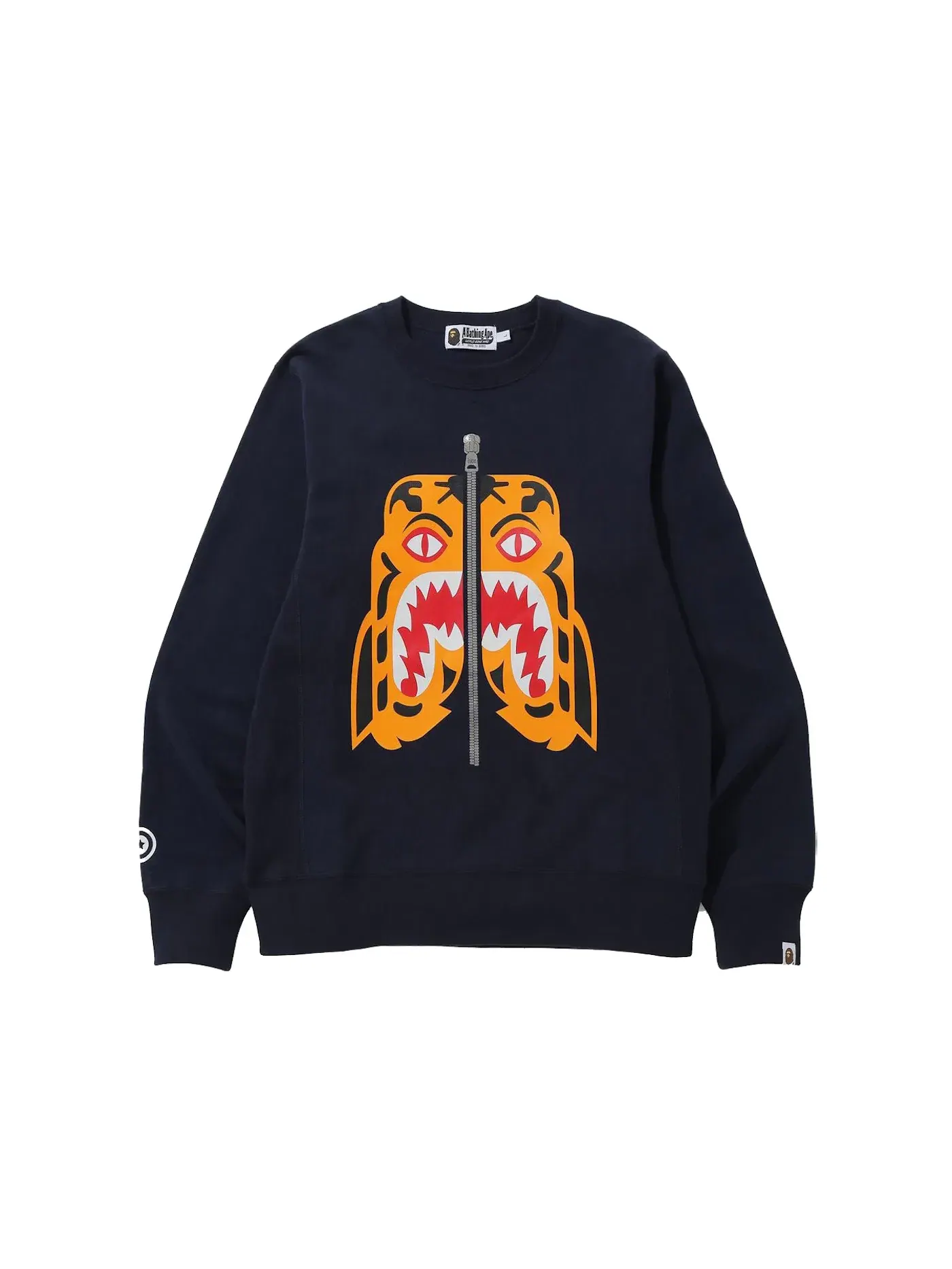 Мужской свитшот с принтом BAPE Crewneck (FW21) — изображение 1 из 2, темно-синий