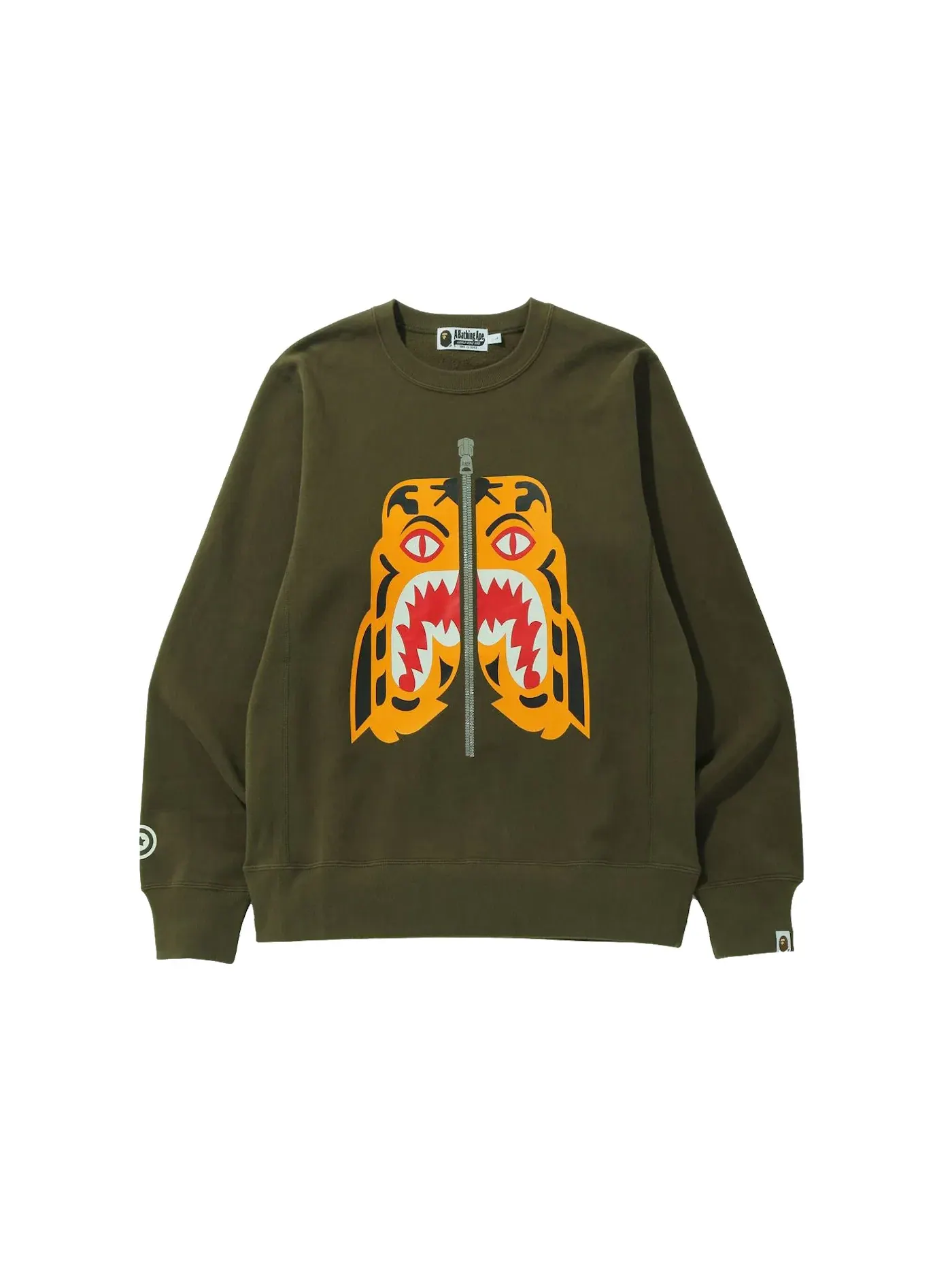 Мужской свитшот с принтом BAPE Crewneck (FW21), Olivedrab — изображение 1 из 2