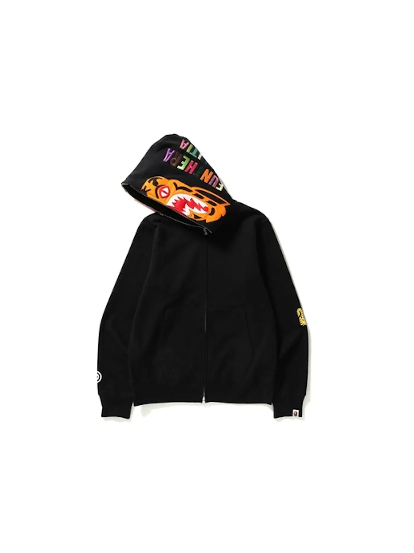 Мужская худи с принтом Tiger Full Zip Color Embroidery BAPE — изображение 2 из 3, черный