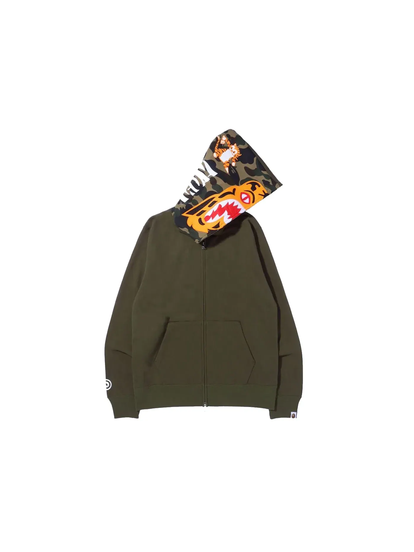 Мужская худи BAPE Tiger Full Zip Hoodie (FW21), Olivedrab — изображение 1 из 3