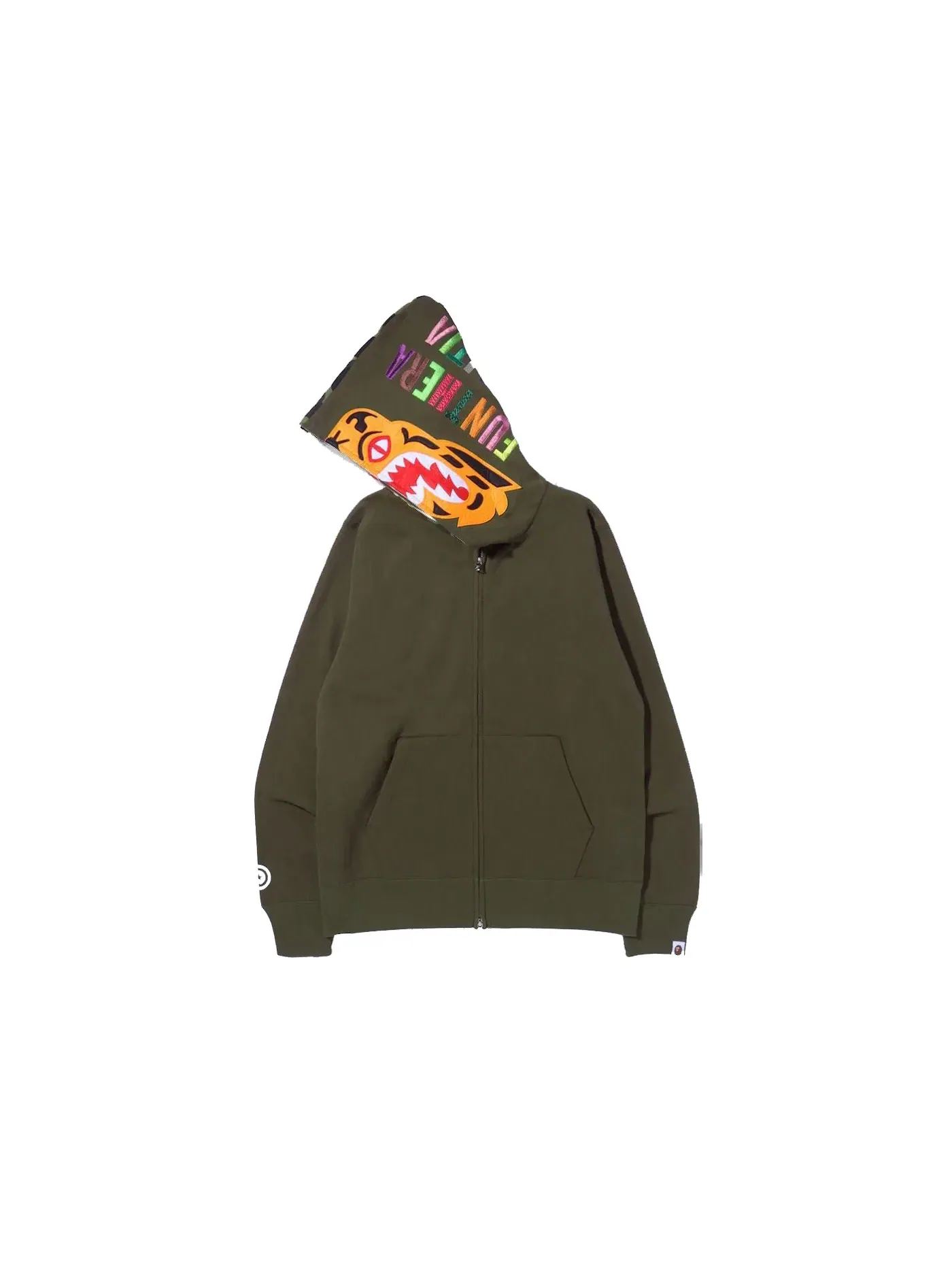 Мужская худи BAPE Tiger Full Zip Hoodie (FW21), Olivedrab — изображение 2 из 3