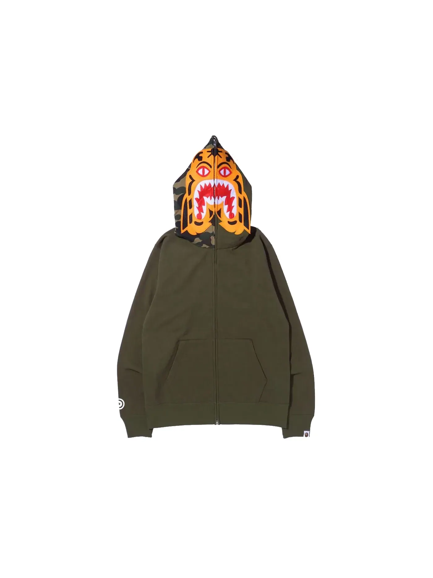 Мужская худи BAPE Tiger Full Zip Hoodie (FW21), Olivedrab — изображение 3 из 3