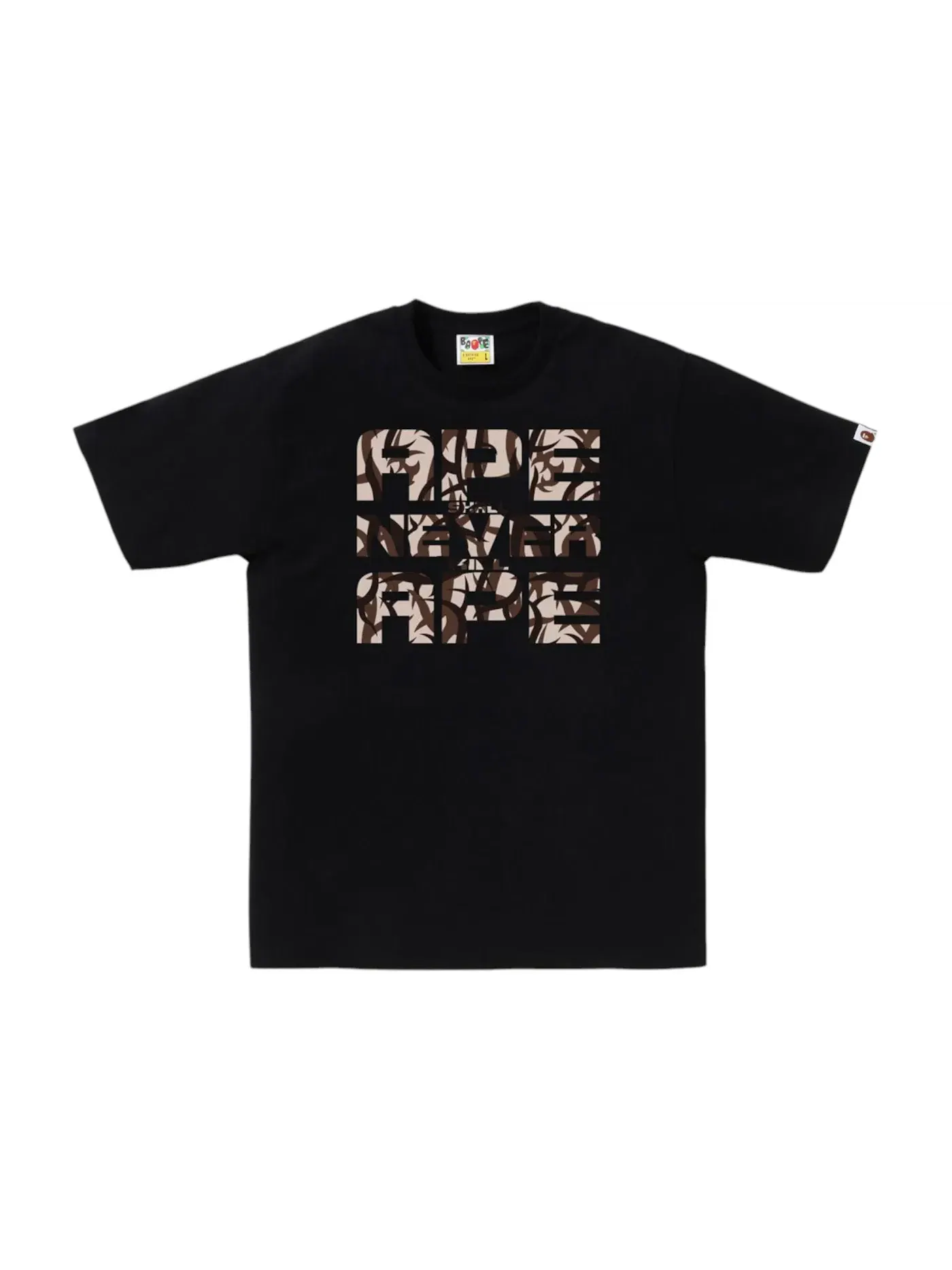 Мужская футболка с камуфляжным принтом BAPE Tee — изображение 1 из 1, черный/бежевый