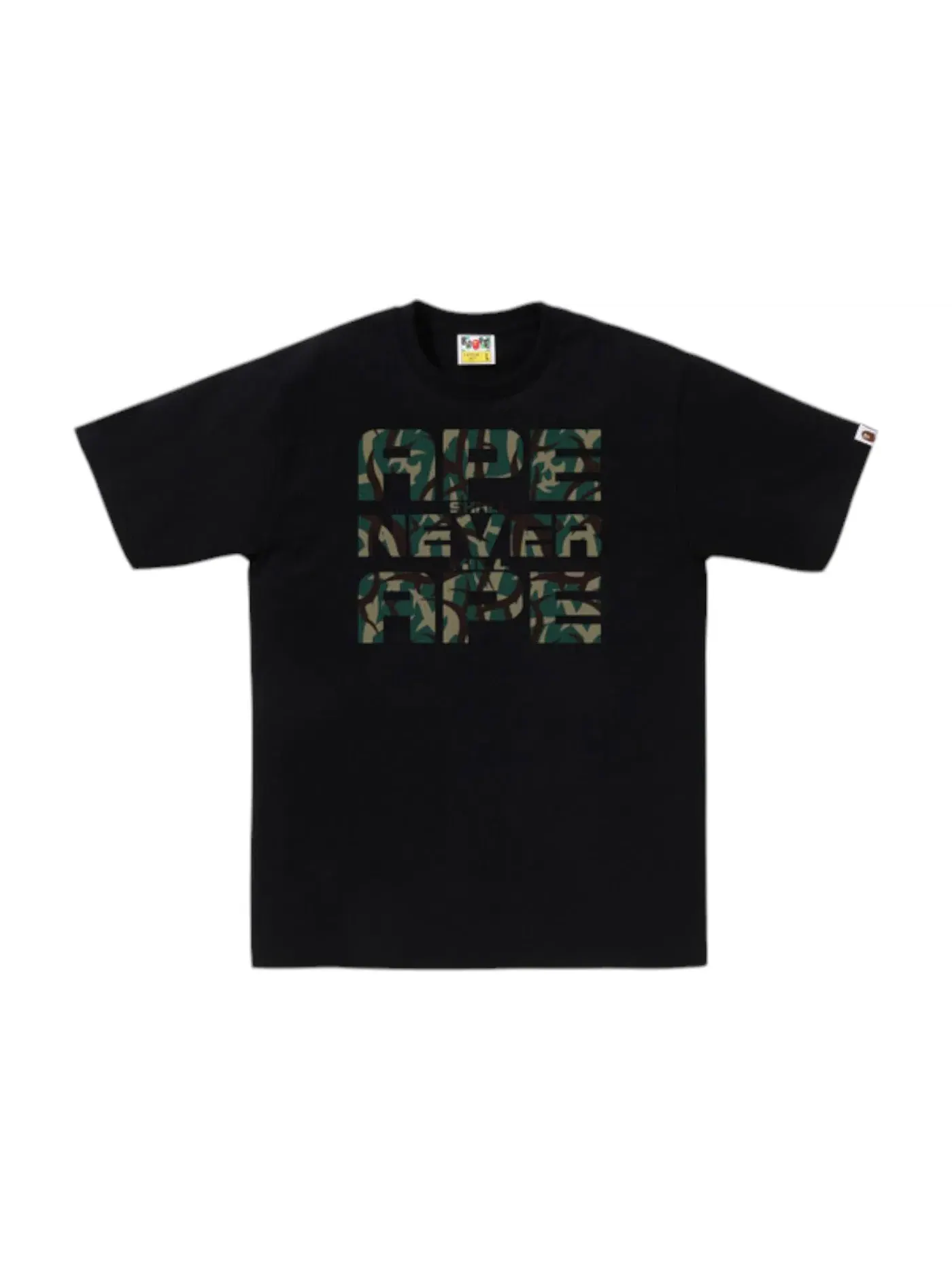 Мужская футболка с камуфляжным принтом BAPE Trial Camo Asnka Tee — изображение 1 из 1, черный/зеленый