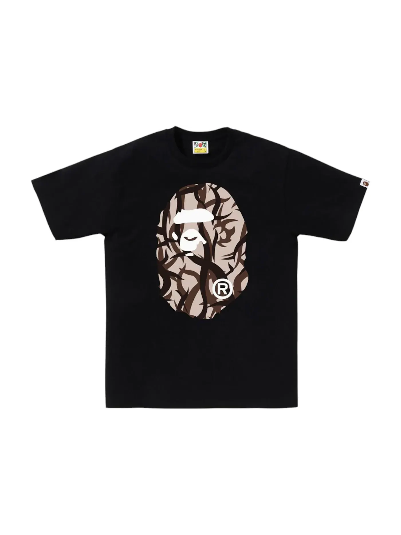 Мужская футболка с принтом BAPE Trial Camo Big Ape Head Tee BAPE — изображение 1 из 2, черный/бежевый