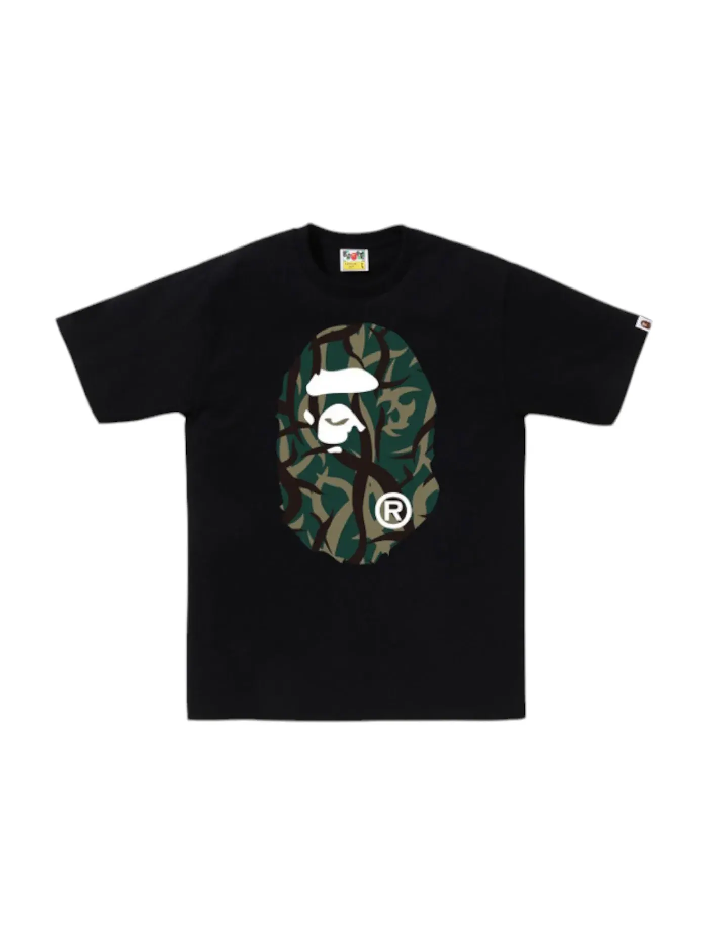 Мужская футболка с принтом BAPE Trial Camo Big Ape Head Tee BAPE — изображение 1 из 2, черный/зеленый