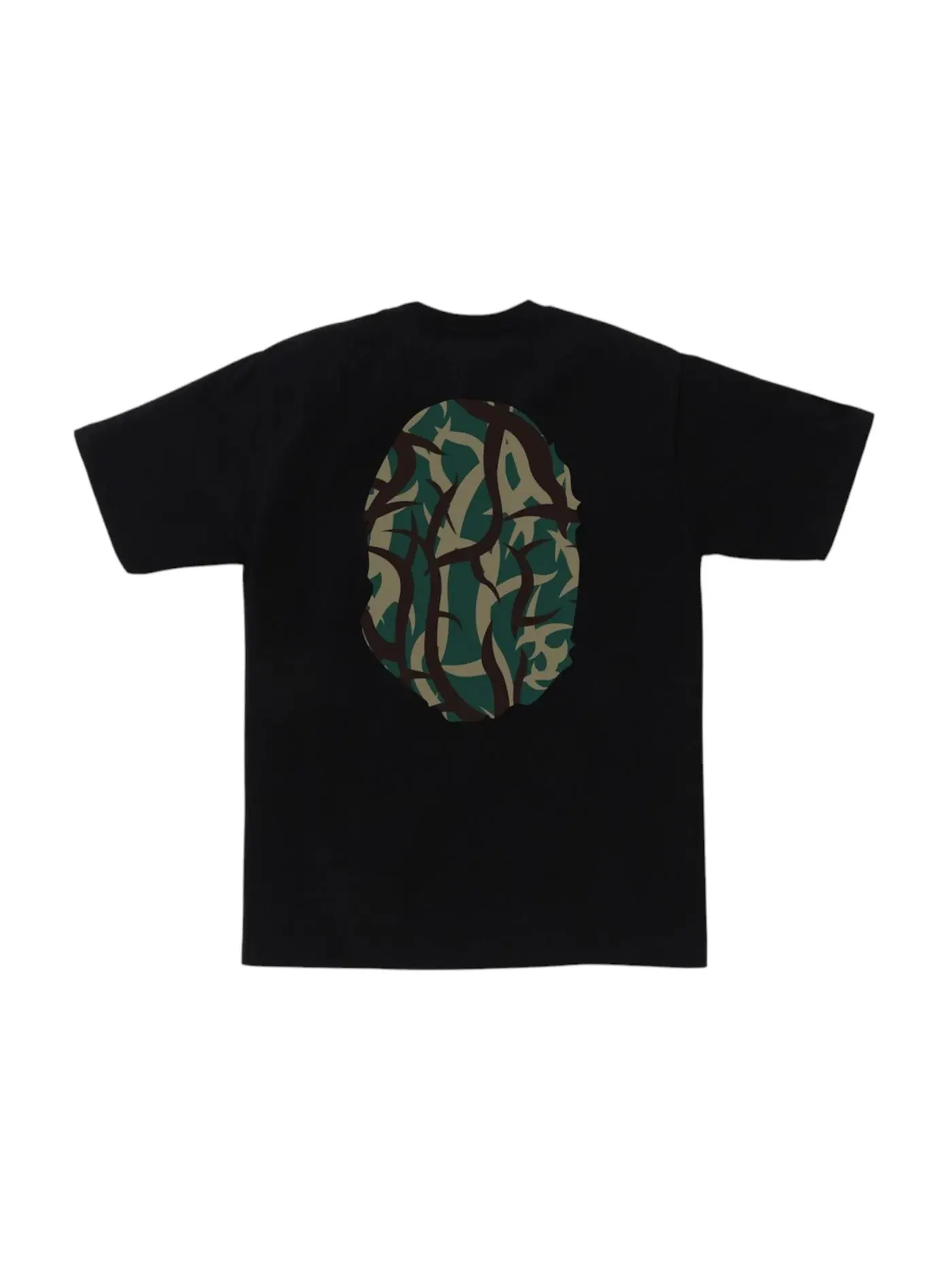 Мужская футболка с принтом BAPE Trial Camo Big Ape Head Tee BAPE — изображение 2 из 2, черный/зеленый