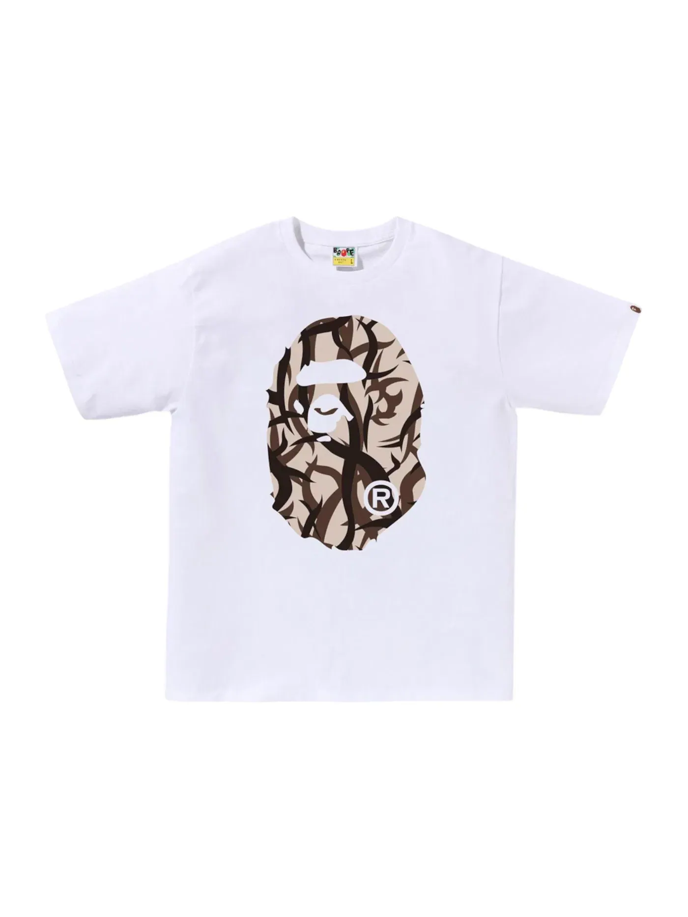 Мужская футболка с принтом BAPE Trial Camo Big Ape Head Tee BAPE — изображение 1 из 2, белый/бежевый
