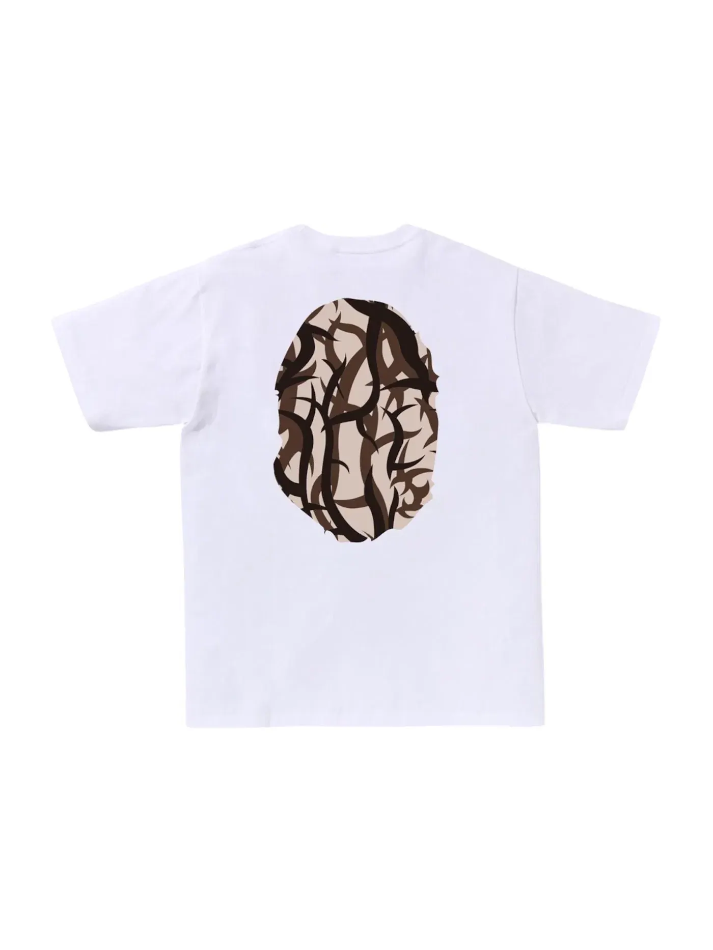 Мужская футболка с принтом BAPE Trial Camo Big Ape Head Tee BAPE — изображение 2 из 2, белый/бежевый