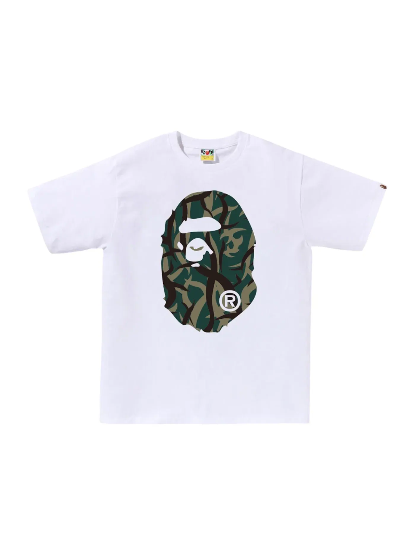 Мужская футболка с принтом BAPE Trial Camo Big Ape Head Tee BAPE — изображение 1 из 2, белый/зеленый
