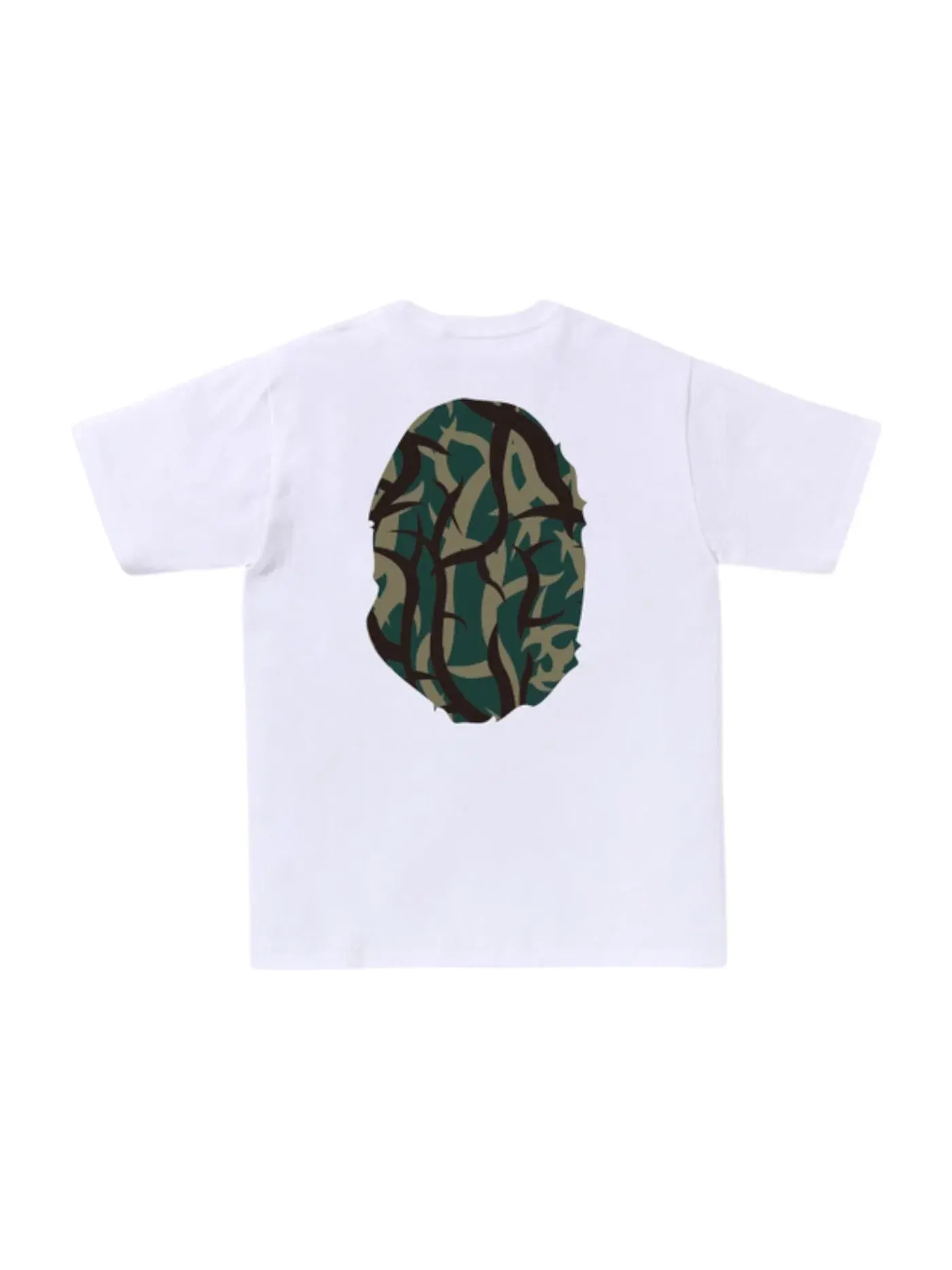 Мужская футболка с принтом BAPE Trial Camo Big Ape Head Tee BAPE — изображение 2 из 2, белый/зеленый