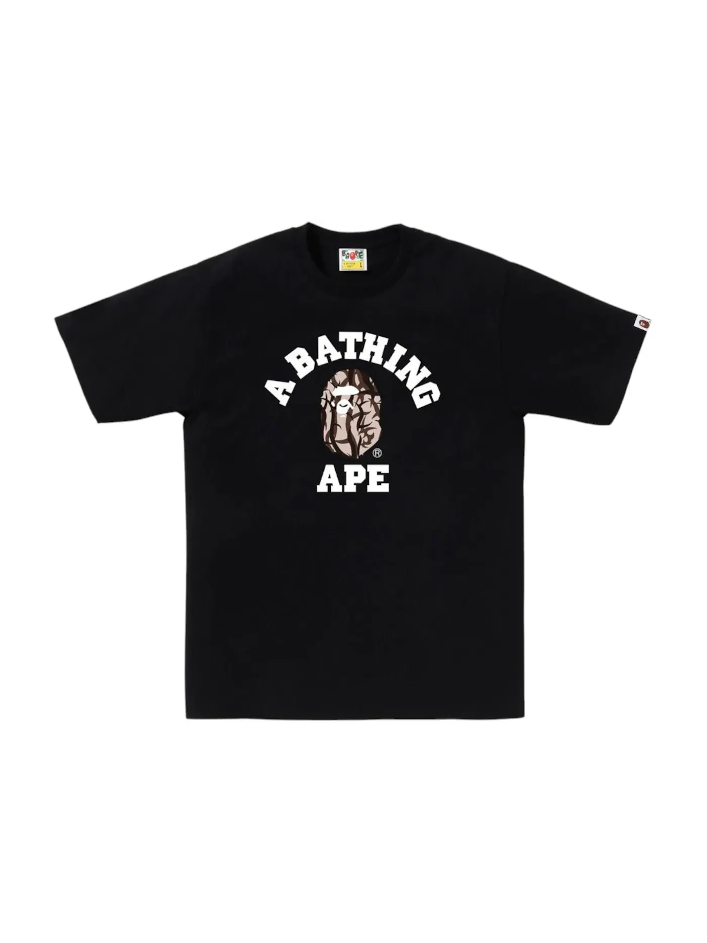 Мужская футболка с принтом BAPE Trial Camo College Tee BAPE — изображение 1 из 1, черный/бежевый
