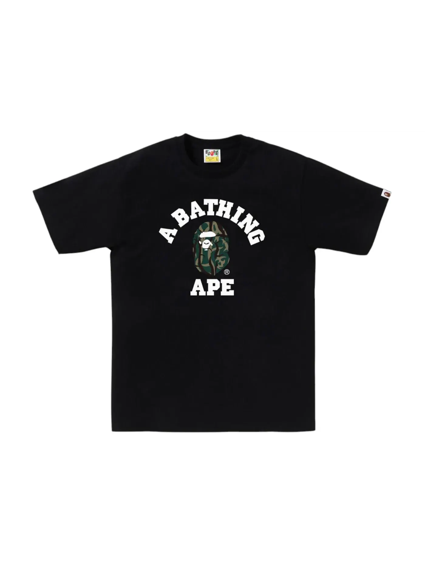 Мужская футболка с принтом BAPE Trial Camo College Tee BAPE — изображение 1 из 1, черный/зеленый