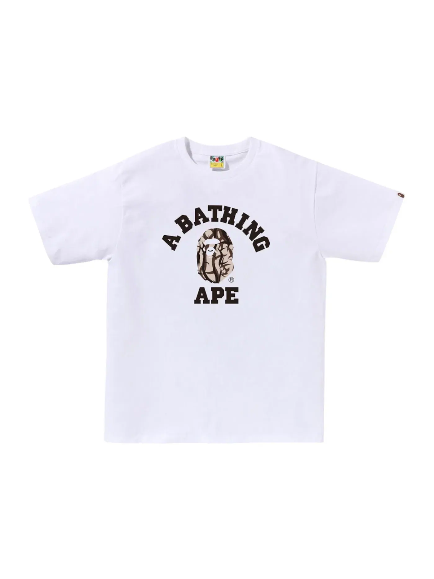 Мужская футболка с принтом BAPE Trial Camo College Tee BAPE — изображение 1 из 1, белый/бежевый