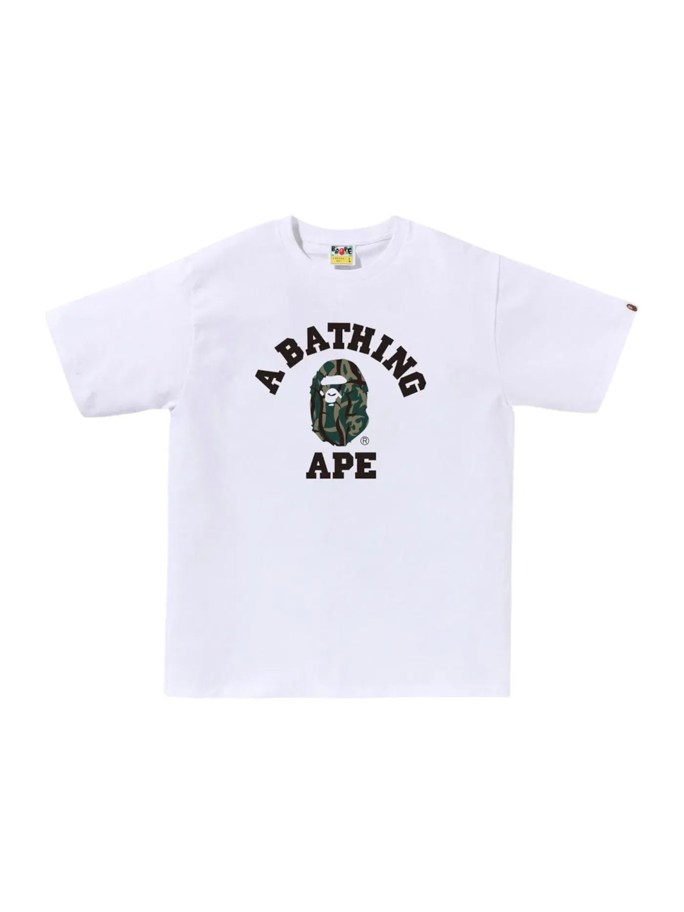 Мужская футболка с принтом BAPE Trial Camo College Tee BAPE — изображение 1 из 1, белый/зеленый