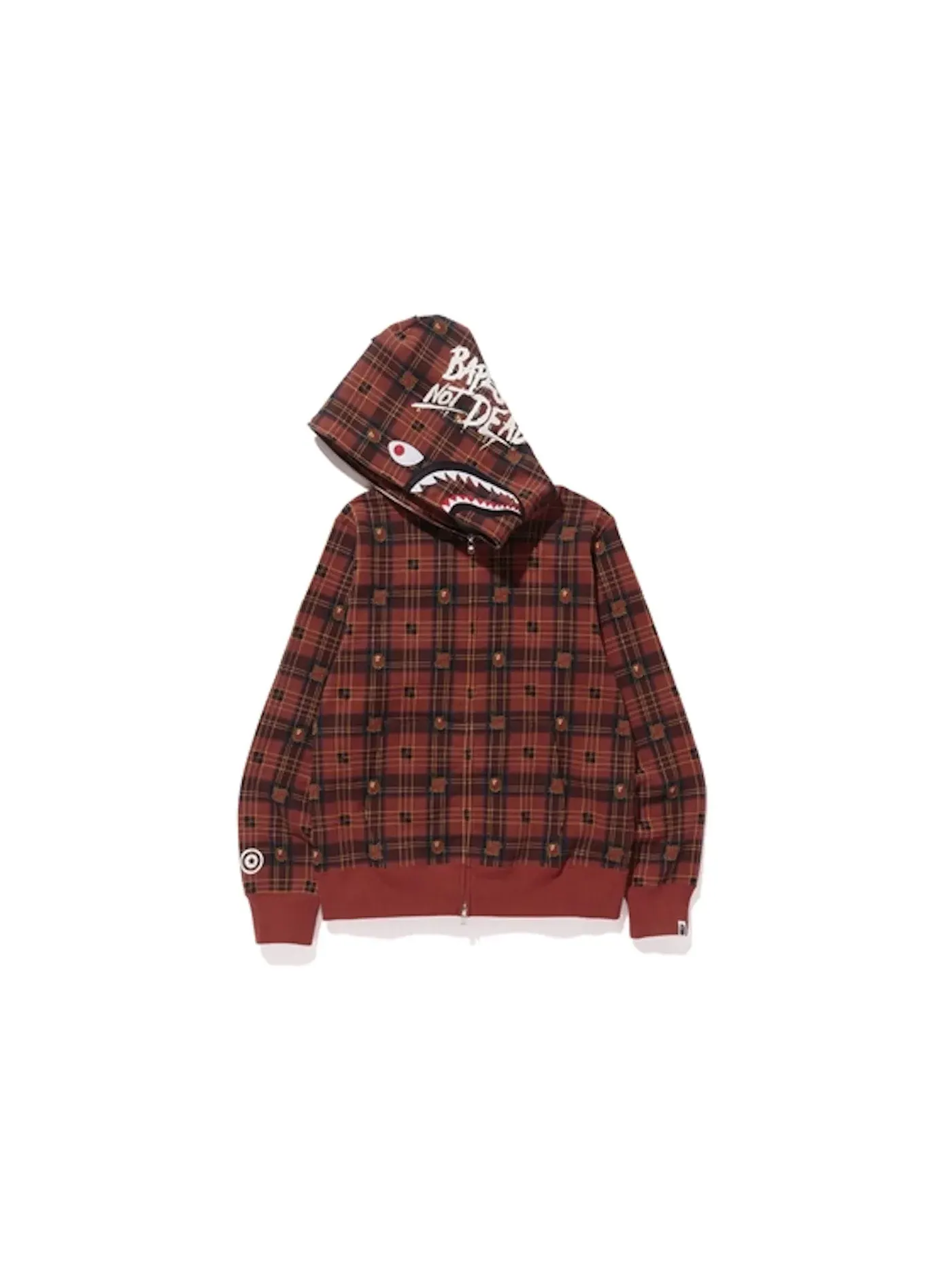 Мужская худи с принтом Undefeated Check Shark BAPE — изображение 2 из 3, красный