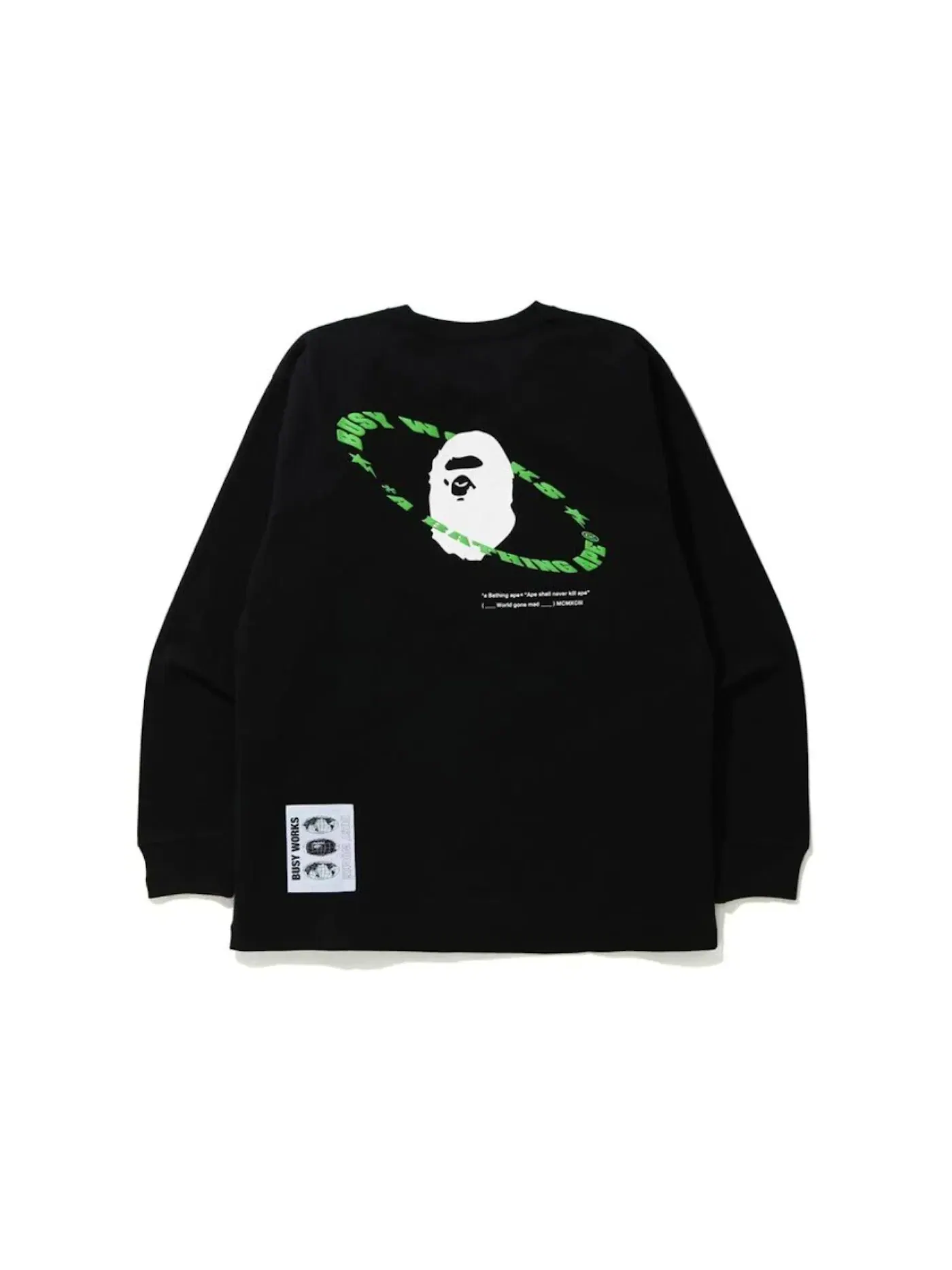 Мужская футболка с длинным рукавом BAPE Universe Ape Loose Fit Long Sleeve Tee — изображение 2 из 2, черный