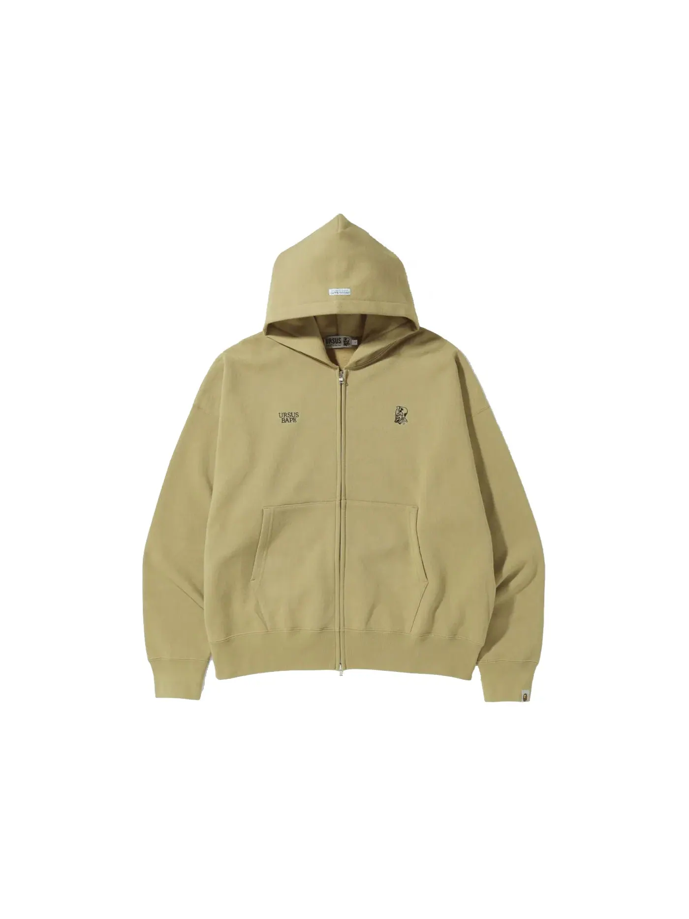 Мужская худи свободного кроя на молнии Ursus BAPE — изображение 2 из 2, бежевый