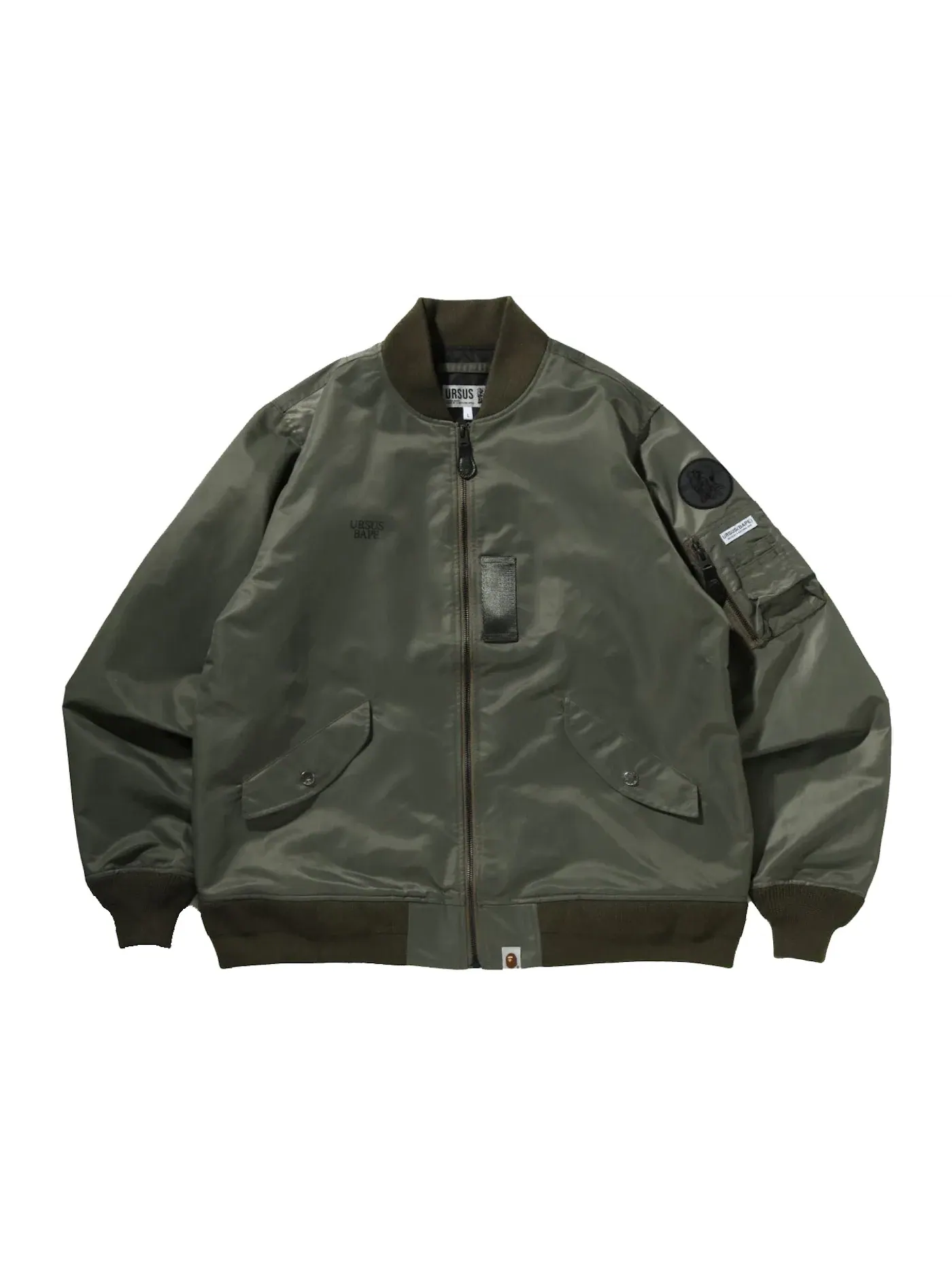 Мужская куртка-бомбер свободного кроя из нейлона MA-1 BAPE, Olivedrab — изображение 1 из 2