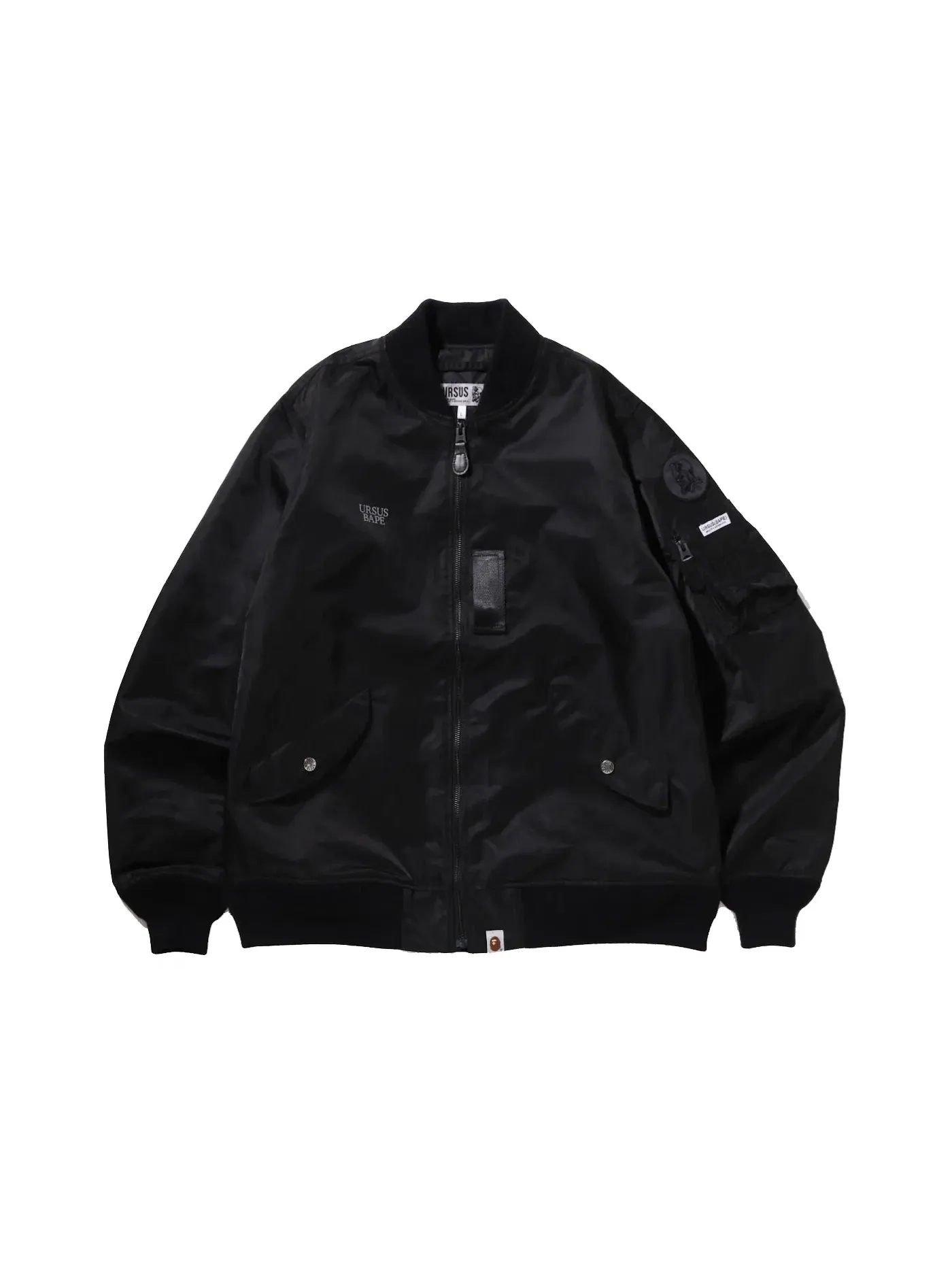 Мужская куртка-бомбер нейлоновая свободного кроя MA-1 BAPE — изображение 1 из 2, черный