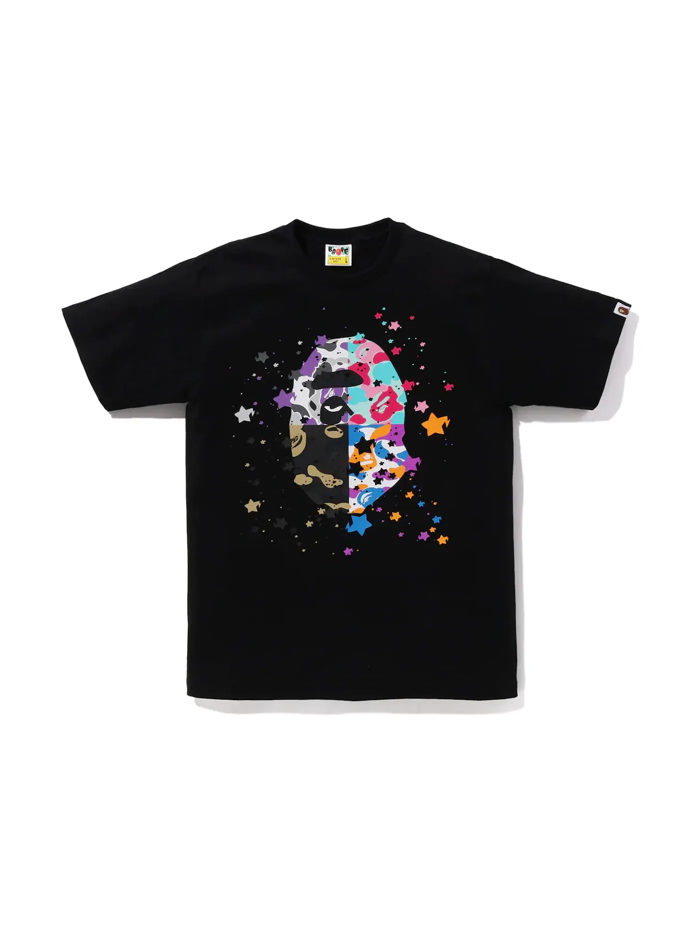Мужская футболка с принтом BAPE Us Ape Head Sta Tee BAPE — изображение 1 из 2, черный