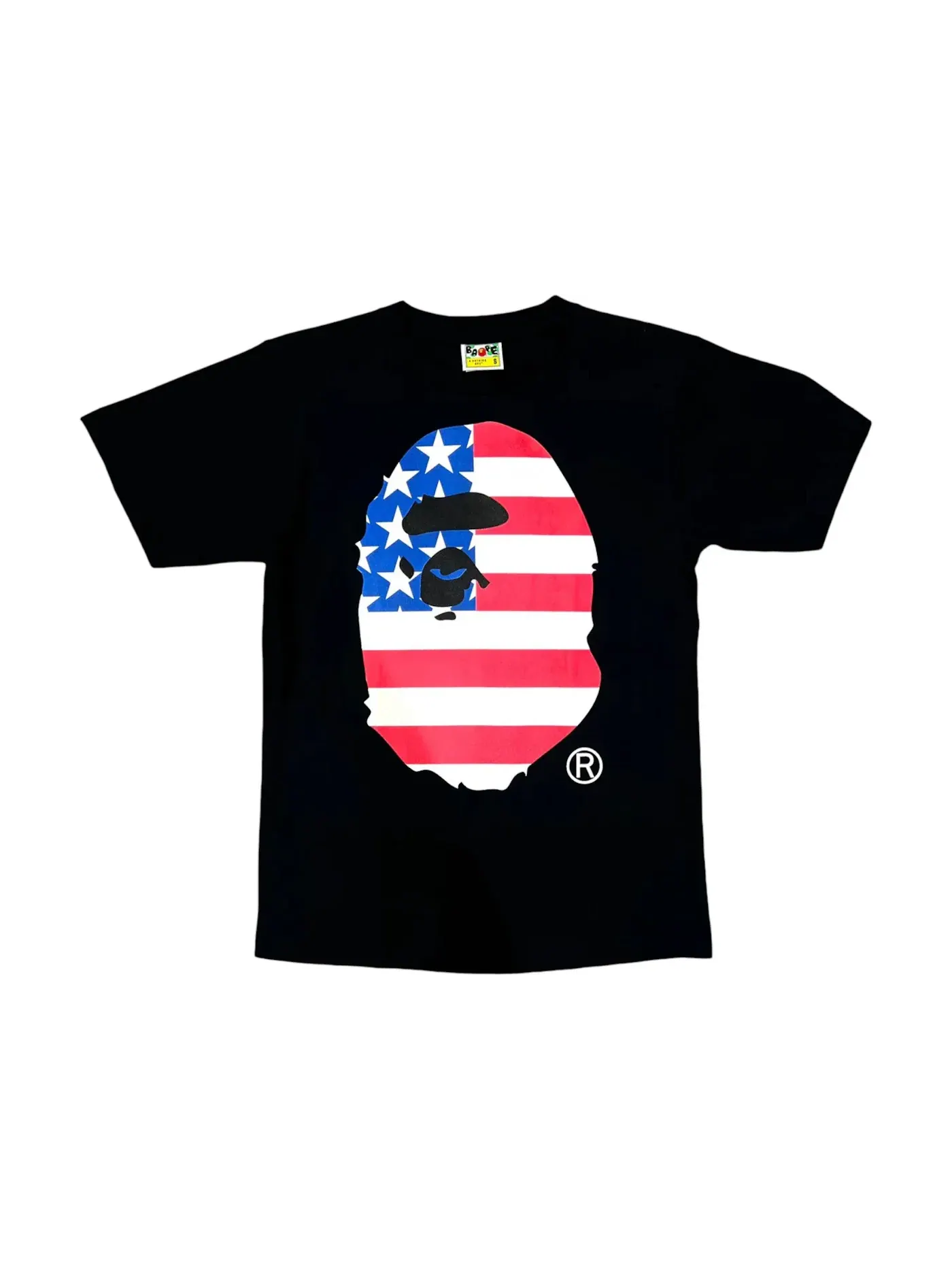 Мужская футболка с принтом BAPE USA Flag Ape Head Tee BAPE — изображение 1 из 1, черный