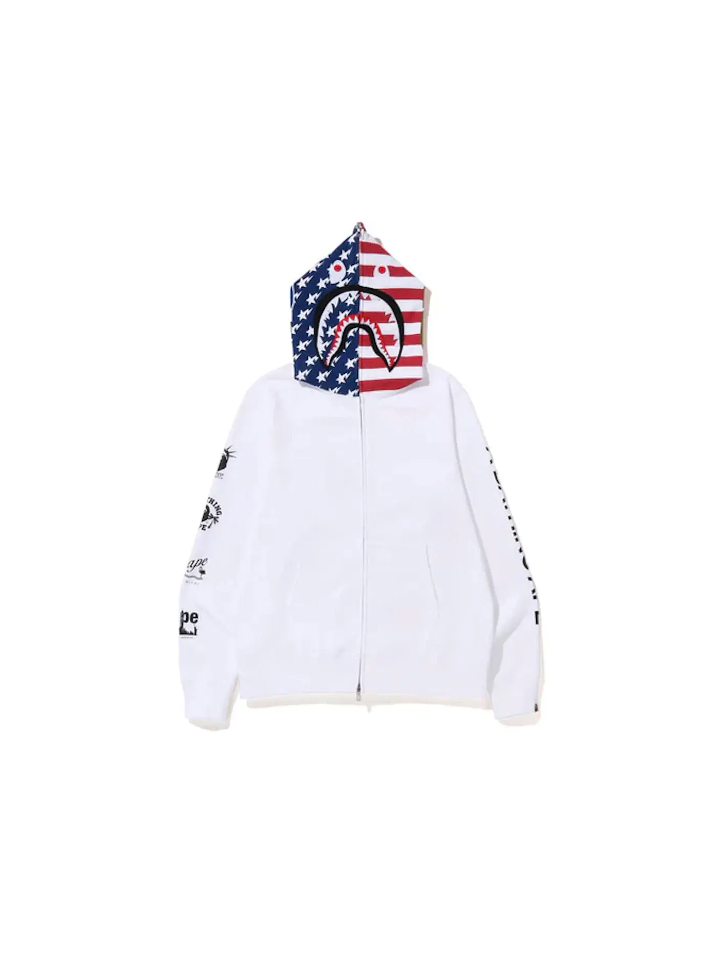 Мужской худи с принтом BAPE USA Flag Shark Hoodie BAPE — изображение 1 из 1, белый