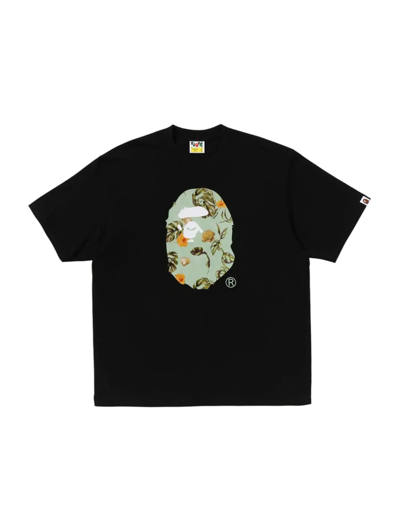 Мужская футболка свободного кроя с принтом BAPE Vacation Pattern Ape Head Tee BAPE — изображение 1 из 1, черный