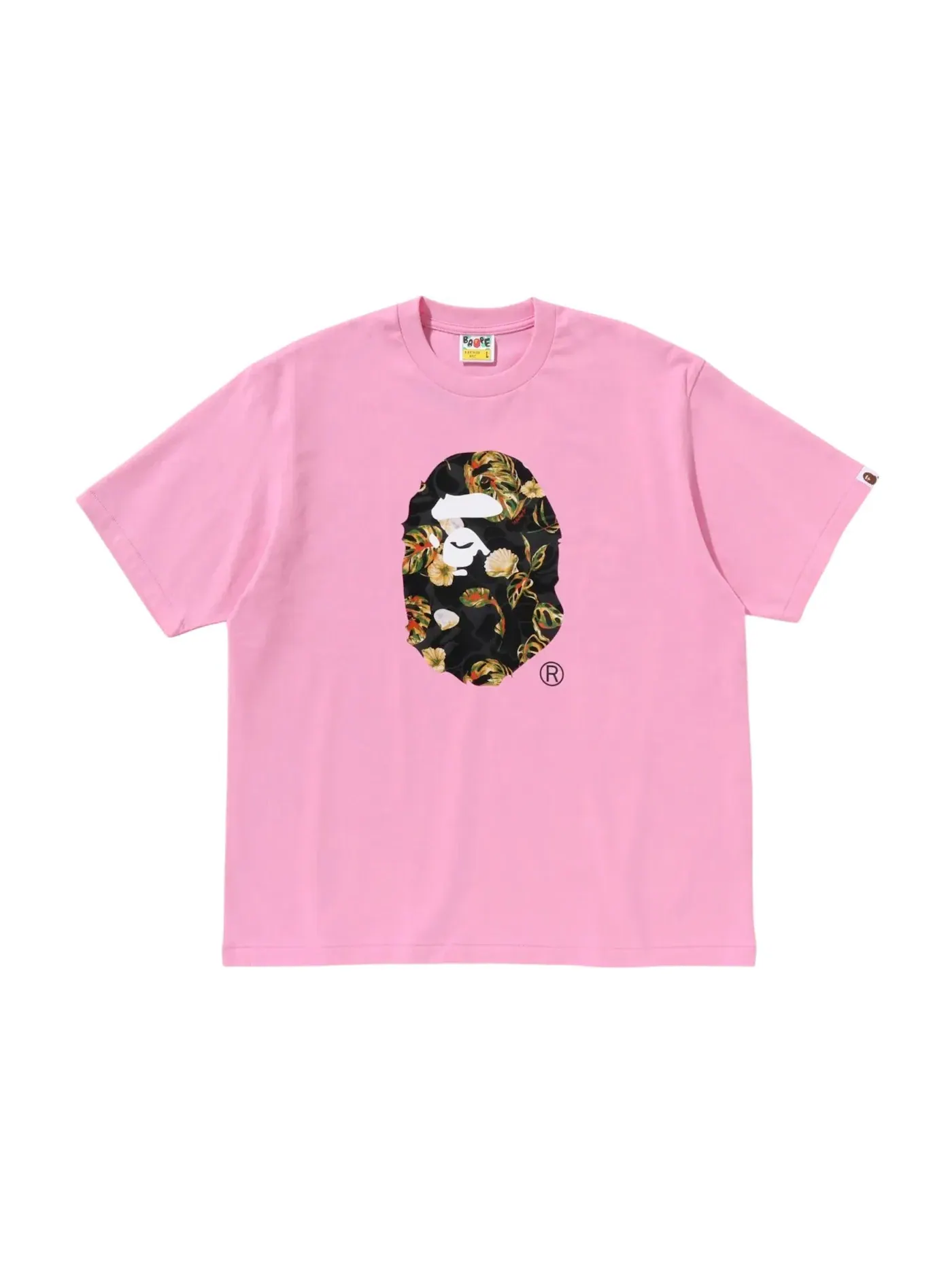 Мужская футболка свободного кроя с принтом BAPE Vacation Pattern Ape Head Relaxed Fit Tee BAPE — изображение 1 из 1, розовый