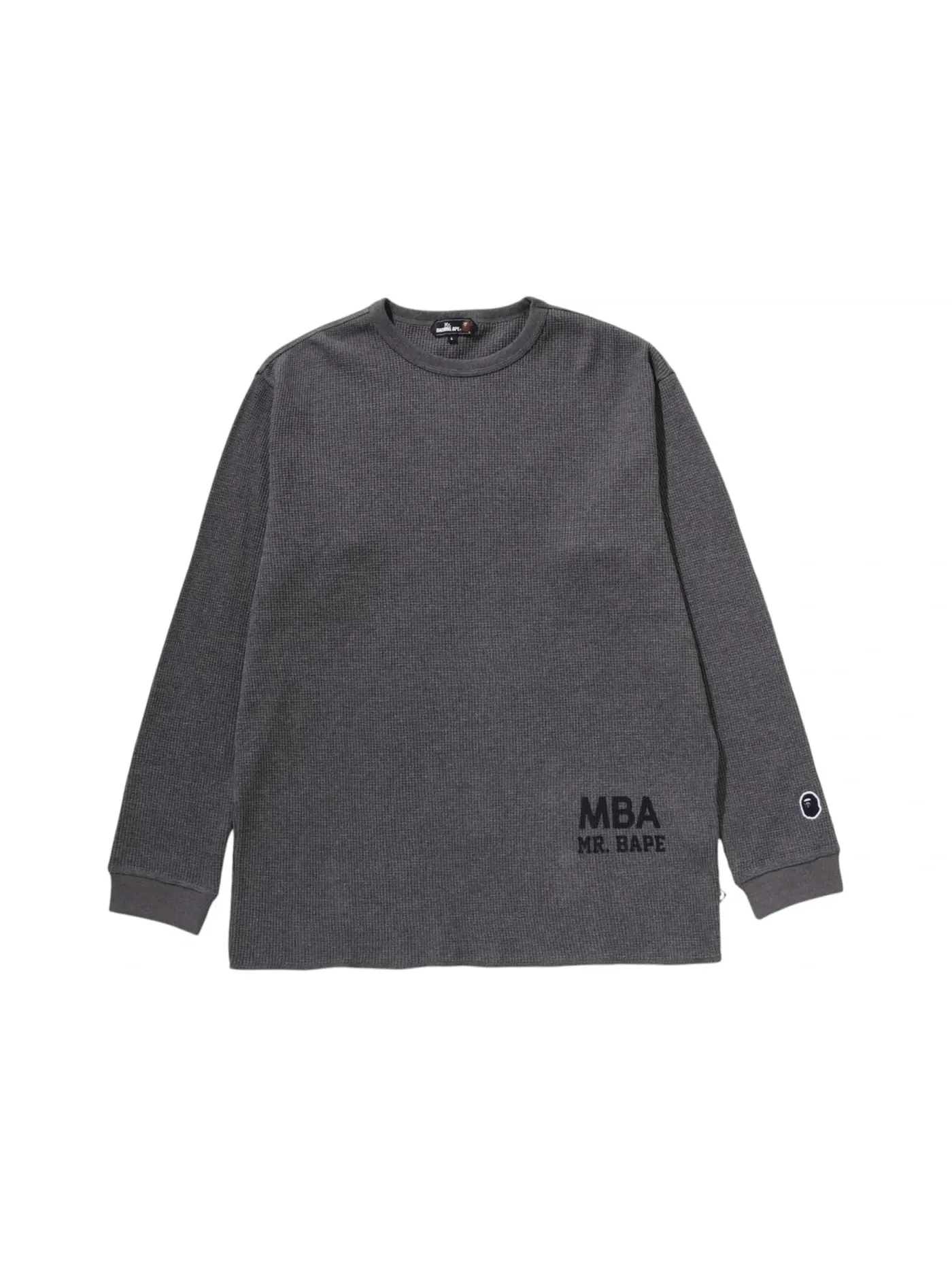 Мужская футболка с длинным рукавом Waffle Basic L/S Tee BAPE — изображение 1 из 1, серый