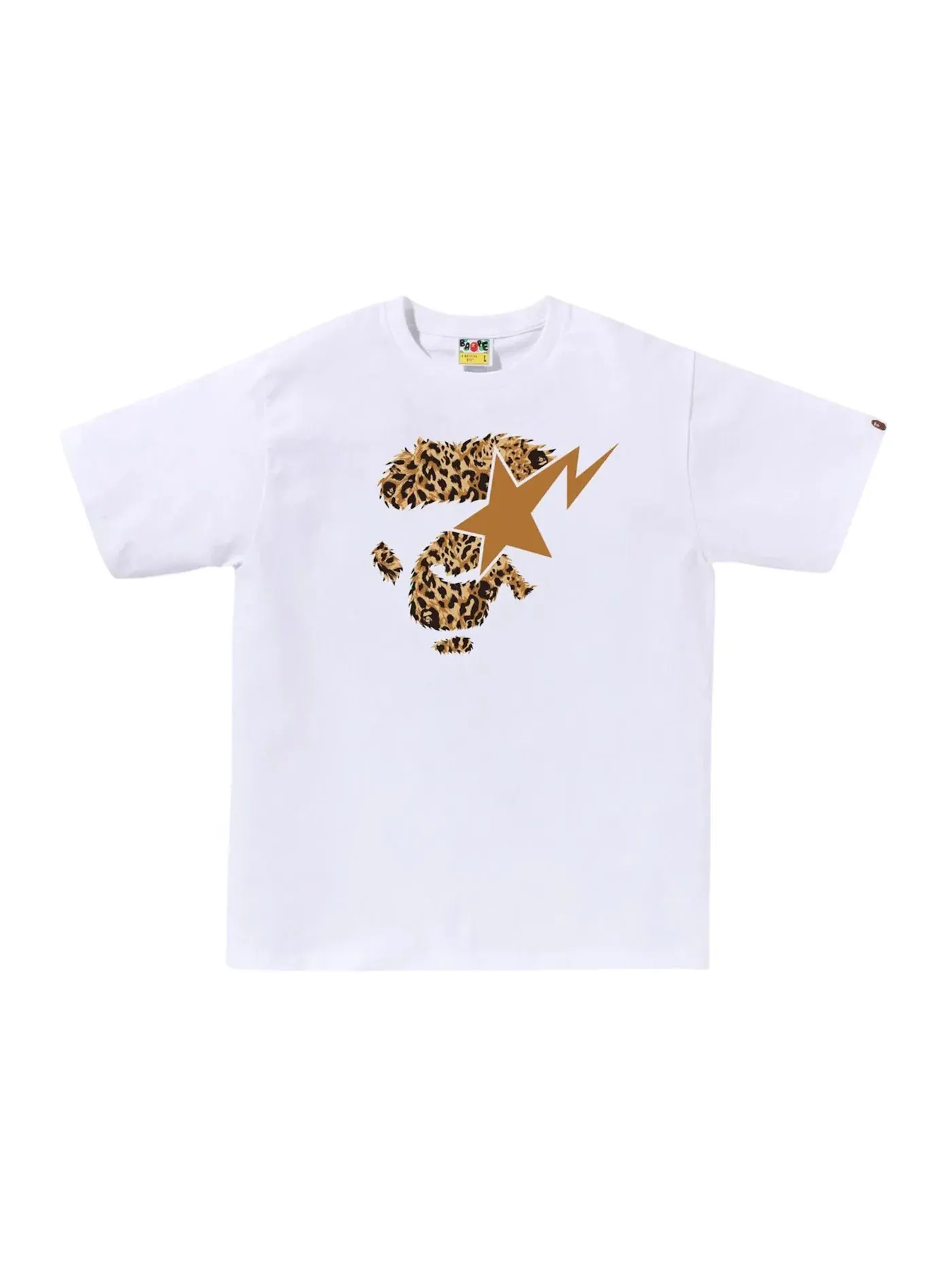 Мужская футболка с принтом BAPE Wild Leopard Pattern Ape Face Sta Tee (FW25) BAPE — изображение 1 из 1, белый