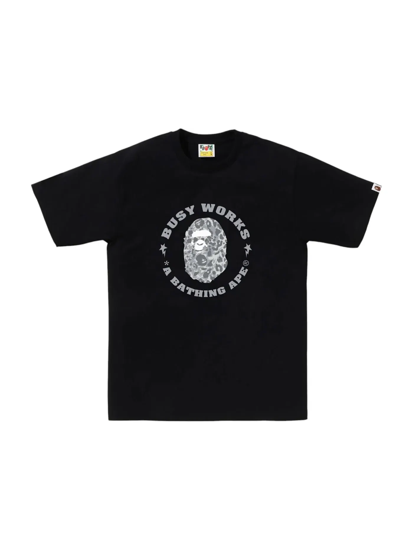 Мужская футболка с принтом BAPE Busy Works Sta Tee — изображение 1 из 1, черный