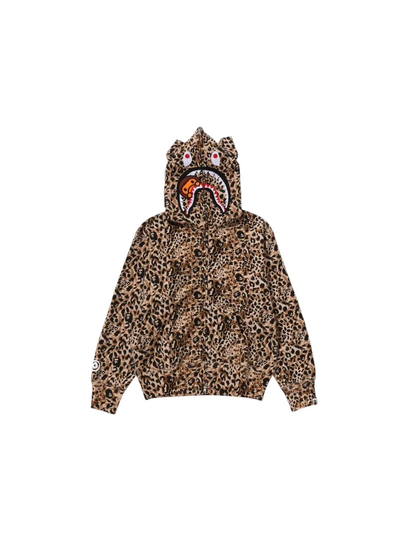Мужская худи с принтом Milo Shark Full Zip Hoodie BAPE — изображение 1 из 1, бежевый