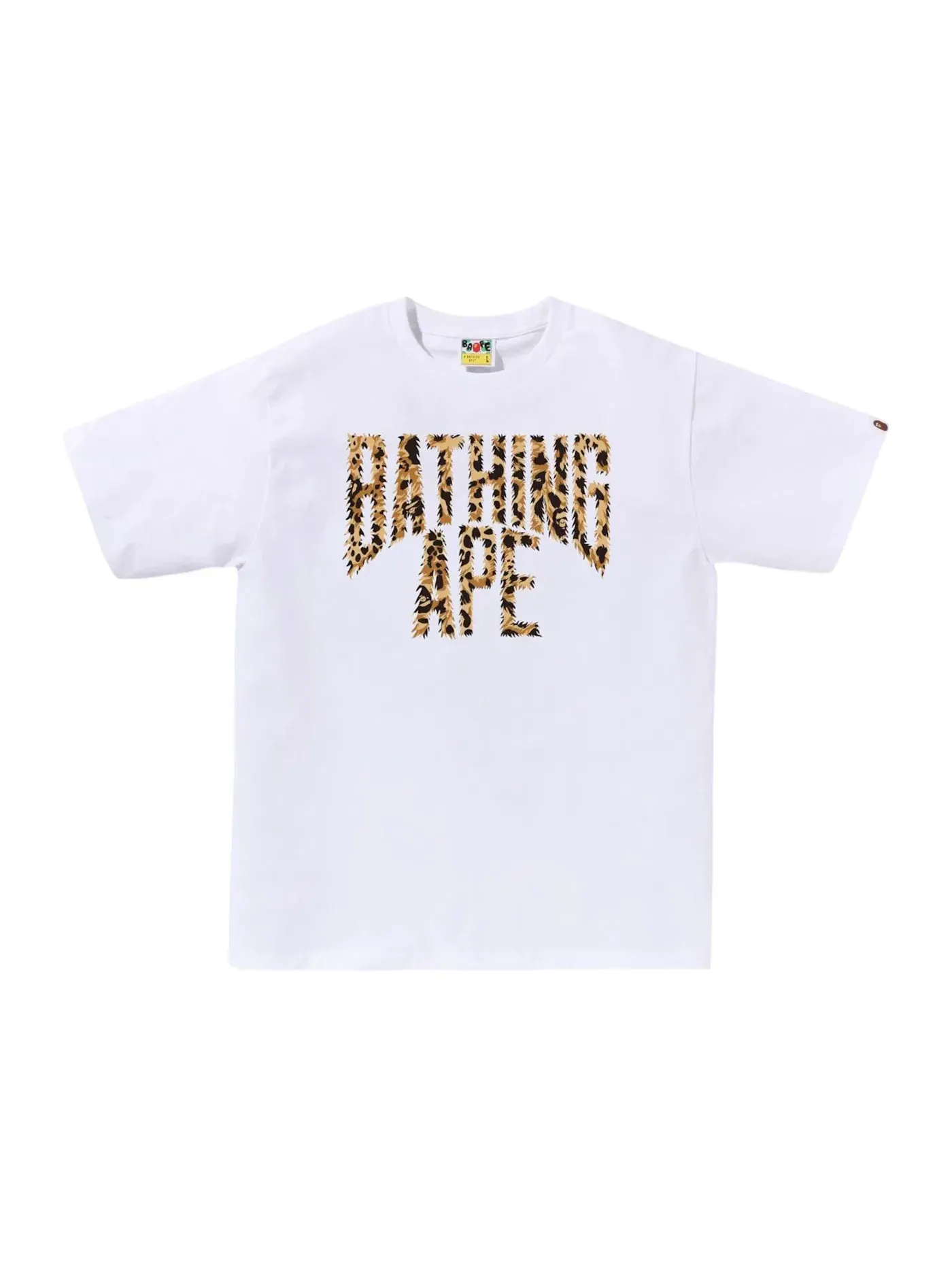 Мужская футболка с принтом BAPE Wild Leopard Pattern NYC Logo Tee — изображение 1 из 1, белый/бежевый