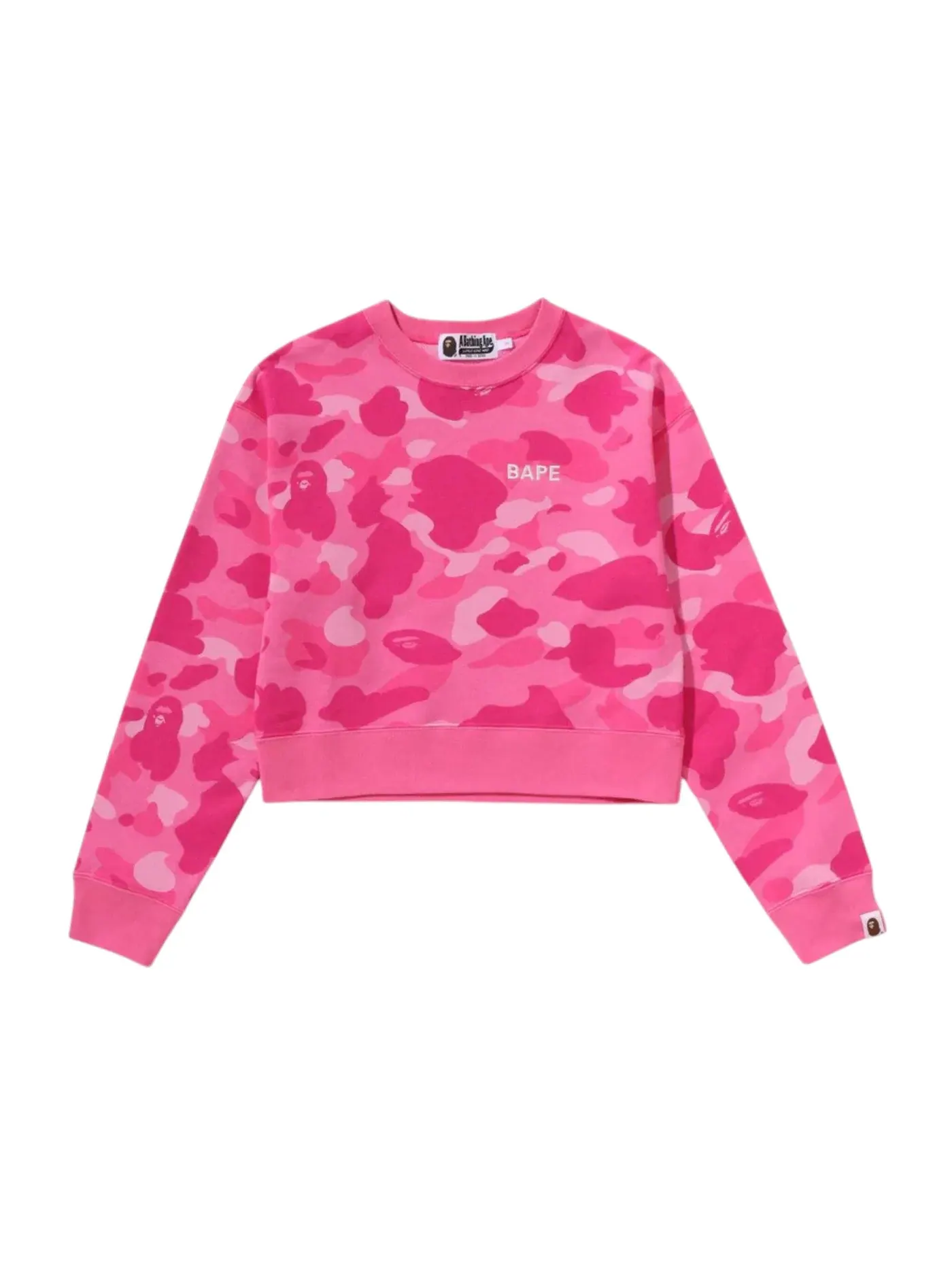 Женский свитшот с принтом Cropped Crewneck BAPE — изображение 1 из 1, розовый