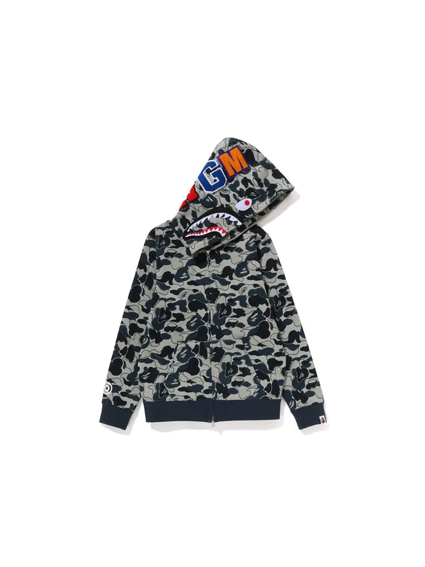 Женский худи с камуфляжным принтом BAPE Cookie Camo 2 Shark Full Zip Hoodie — изображение 1 из 2, бежевый
