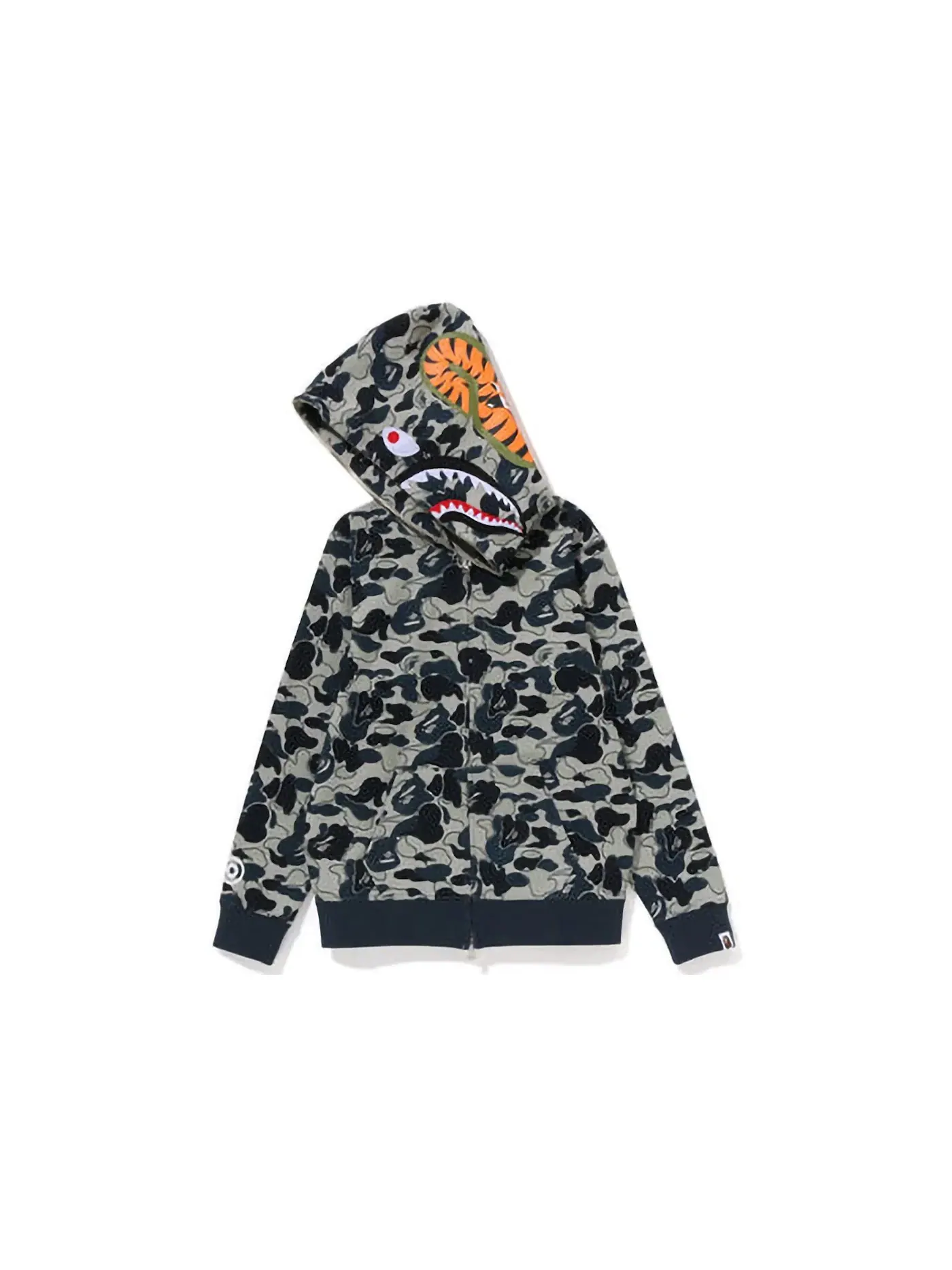 Женский худи с камуфляжным принтом BAPE Cookie Camo 2 Shark Full Zip Hoodie — изображение 2 из 2, бежевый
