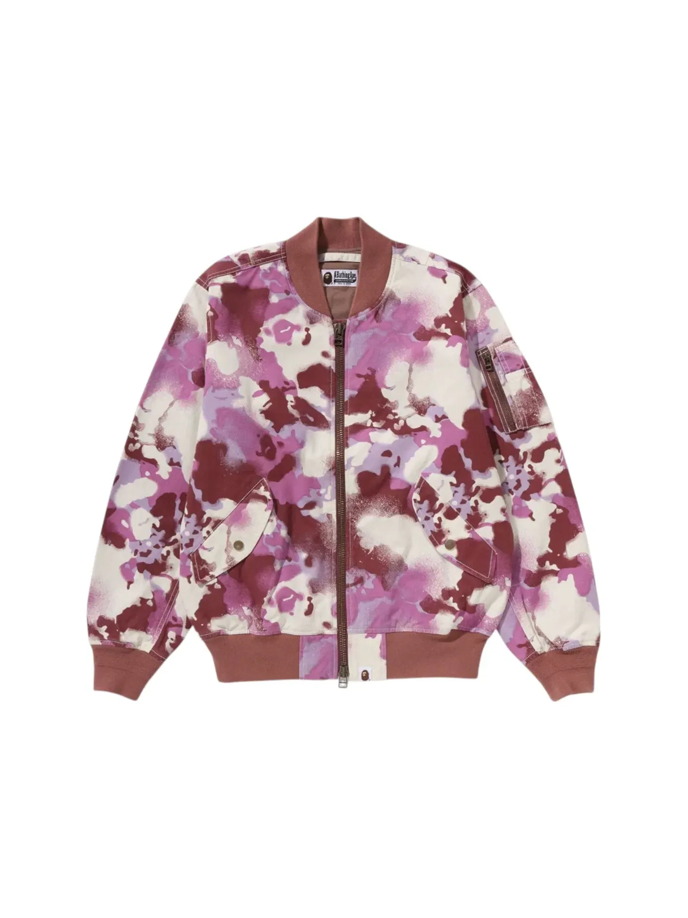 Женская бомбер-куртка с камуфляжным принтом BAPE — изображение 1 из 1, розовый
