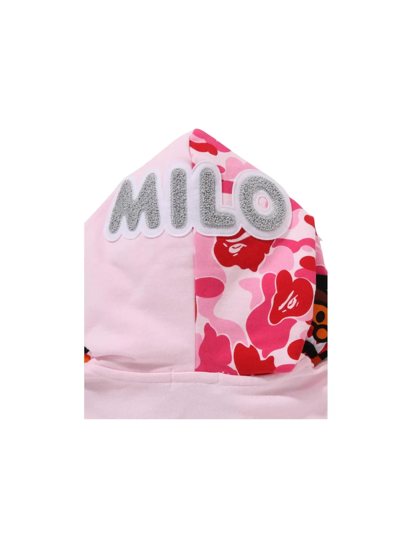 Женская худи с принтом BAPE Hoodie (Silver Font Milo) — изображение 3 из 3, розовый
